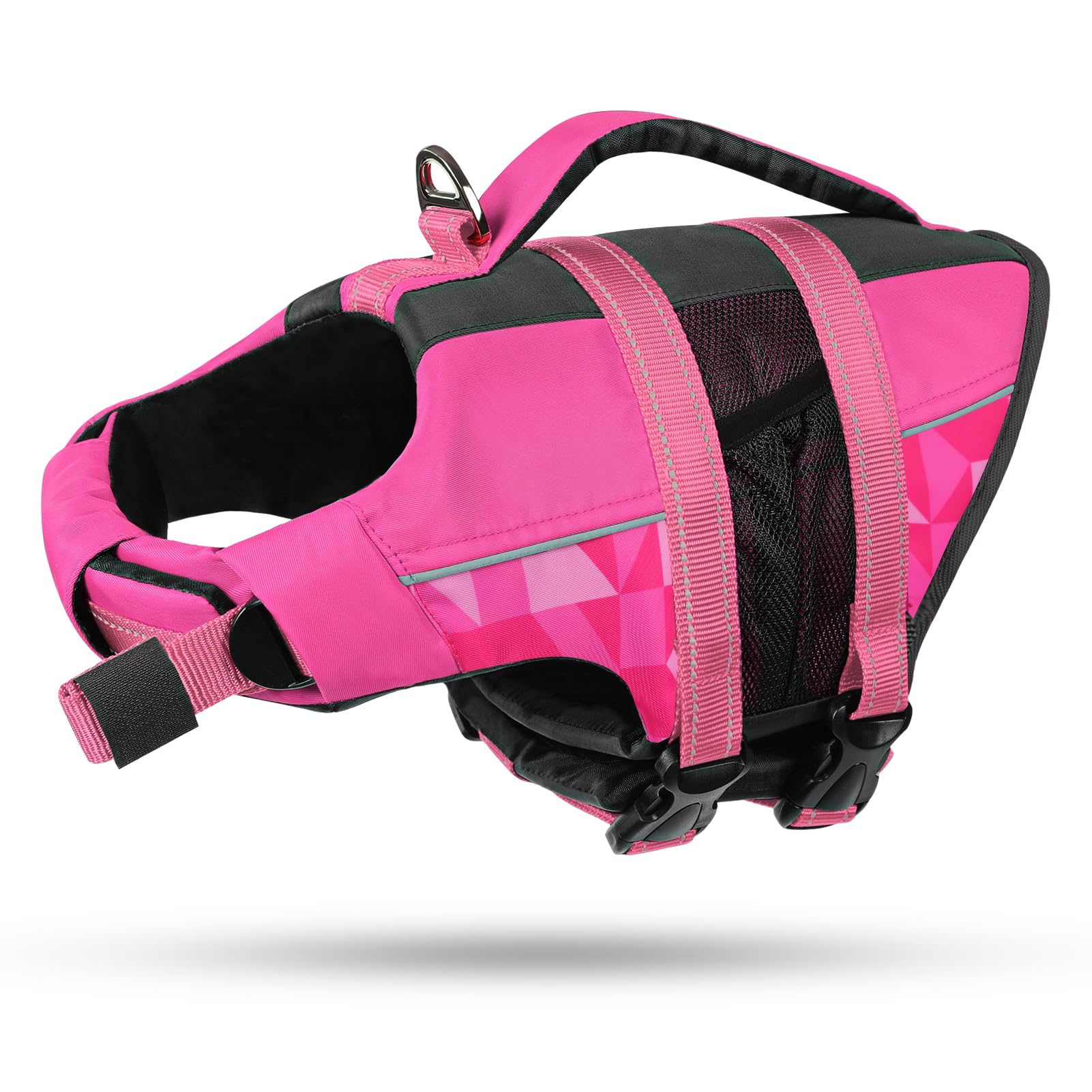 CITÉTOILE Giubbotti di Salvataggio per Cani, Regolabile Salvagente per Animali con Manico, Costume da Bagno di Sicurezza in Acqua per la Vela in Piscina Sulla Spiaggia, Rosa, XS