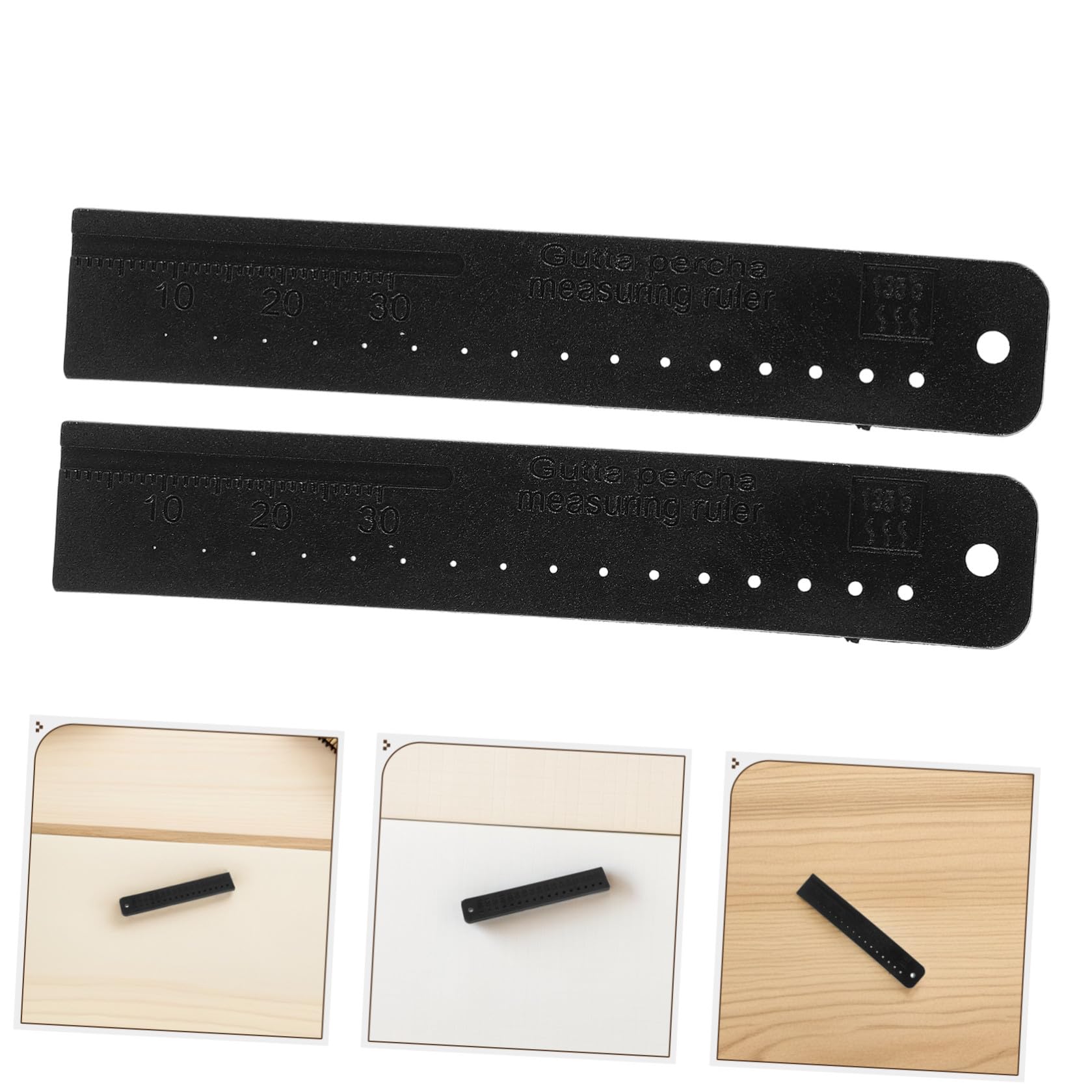 YARNOW Righello di Misurazione Endodontico 2 Pezzi in Plastica Nero Scala Chiara per Forniture Canalari Strumento di Precisione per Uso Clinico e Laboratorio