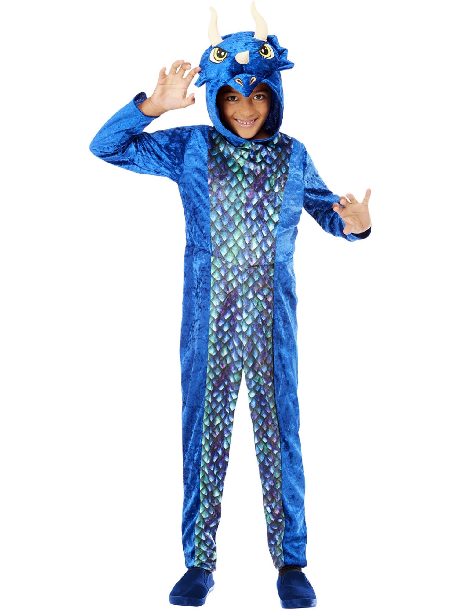 Smiffys Dinosaur Onesie Costume with Hooded All in One, Children's Animal Fancy Dress, Animal Dress Up Costumes