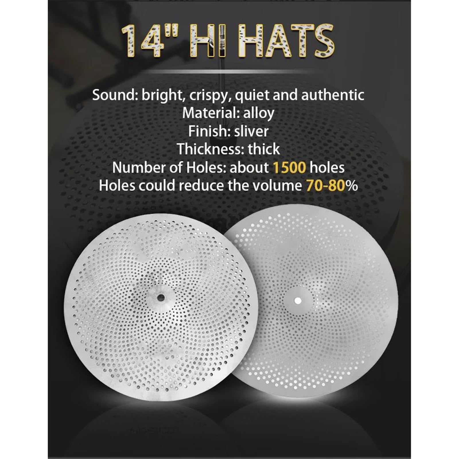 Ensemble De Cymbales En Alliage De Cinq Pièces 10" Splash + 14" Hi-Hat + 16" Crash + 20" Ride + Sac Pour Batterie De Jazz