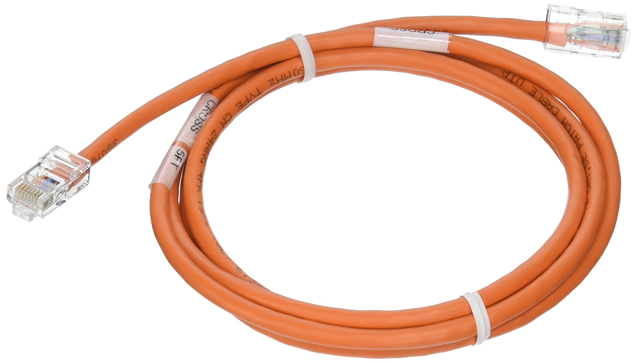 C2G Legrand Cat5e Non-Booted Ethernet Cable, Unshielded Cat5e Patch Cable, Orange Network Patch Cable, 5 Foot Crossover UTP Ethernet Network Patch Cable, 1 Count, C2G 24502