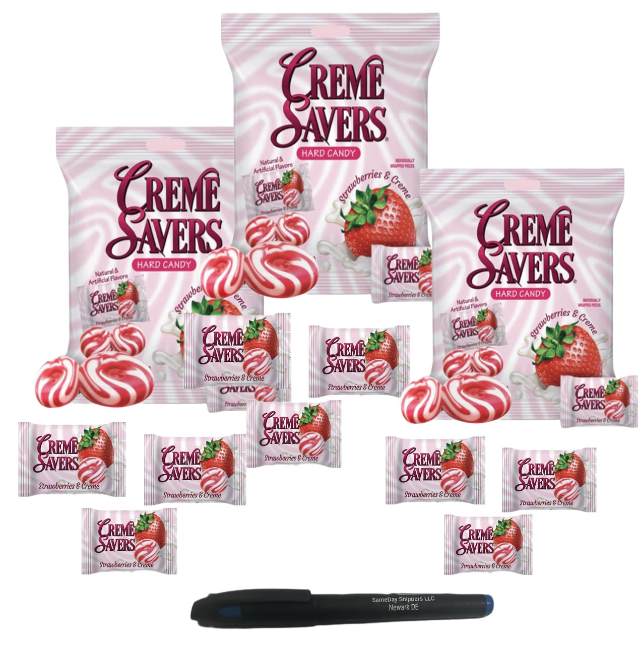 Creme Savers | (3 PACK, 6.25 OZ) | Creme Savers Hard Candy, Individually Wrapped Bulk Candy, Cream Savers Hard Candy | Bonus SameDay Shippers Pen|