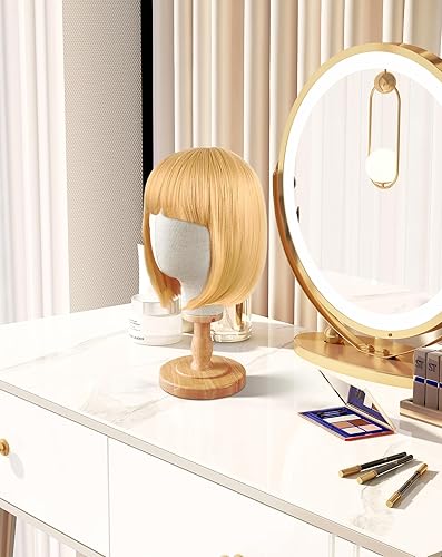 Miniatura 5 de CHADWICK Soporte para cabeza de peluca, soporte de exhibición de sombrero de maniquí, soporte de peluca de lino, cabeza de tela para sombreros,