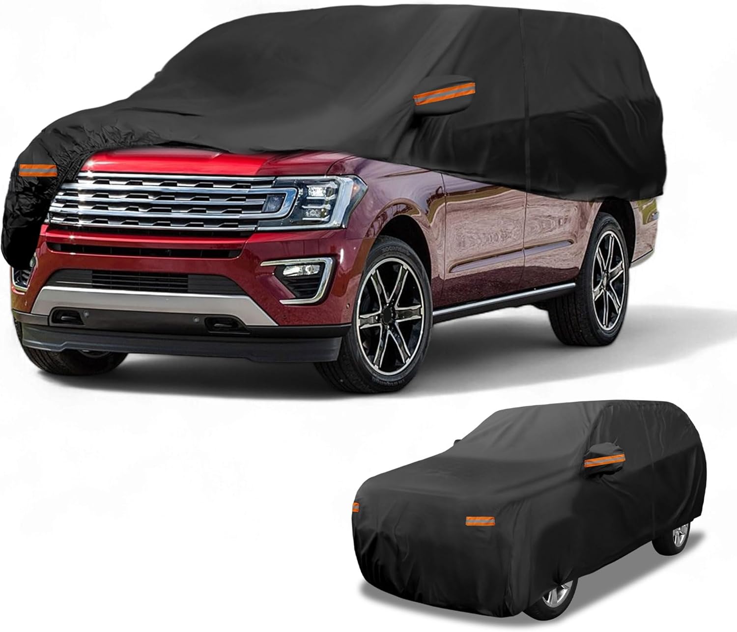 Car Cover Waterproof All Weather Sun Rain Protection Full Exterior Cover for Ford Expedition Black with Left Side Zippers