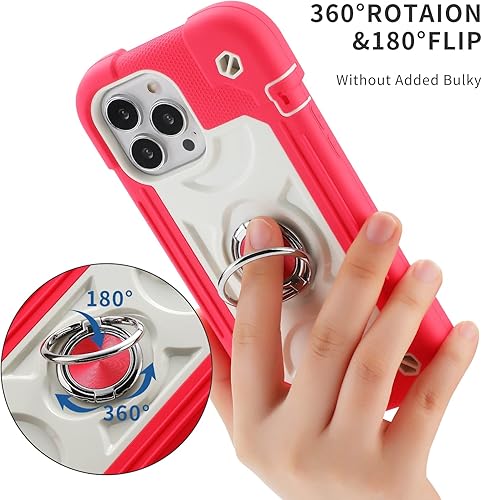 Miniatura 5 de Funda para iPhone 13 Pro Max de 6.7 pulgadas con soporte de anillo, con 2 protectores de pantalla de vidrio + 1 protector de lente de cámara, funda