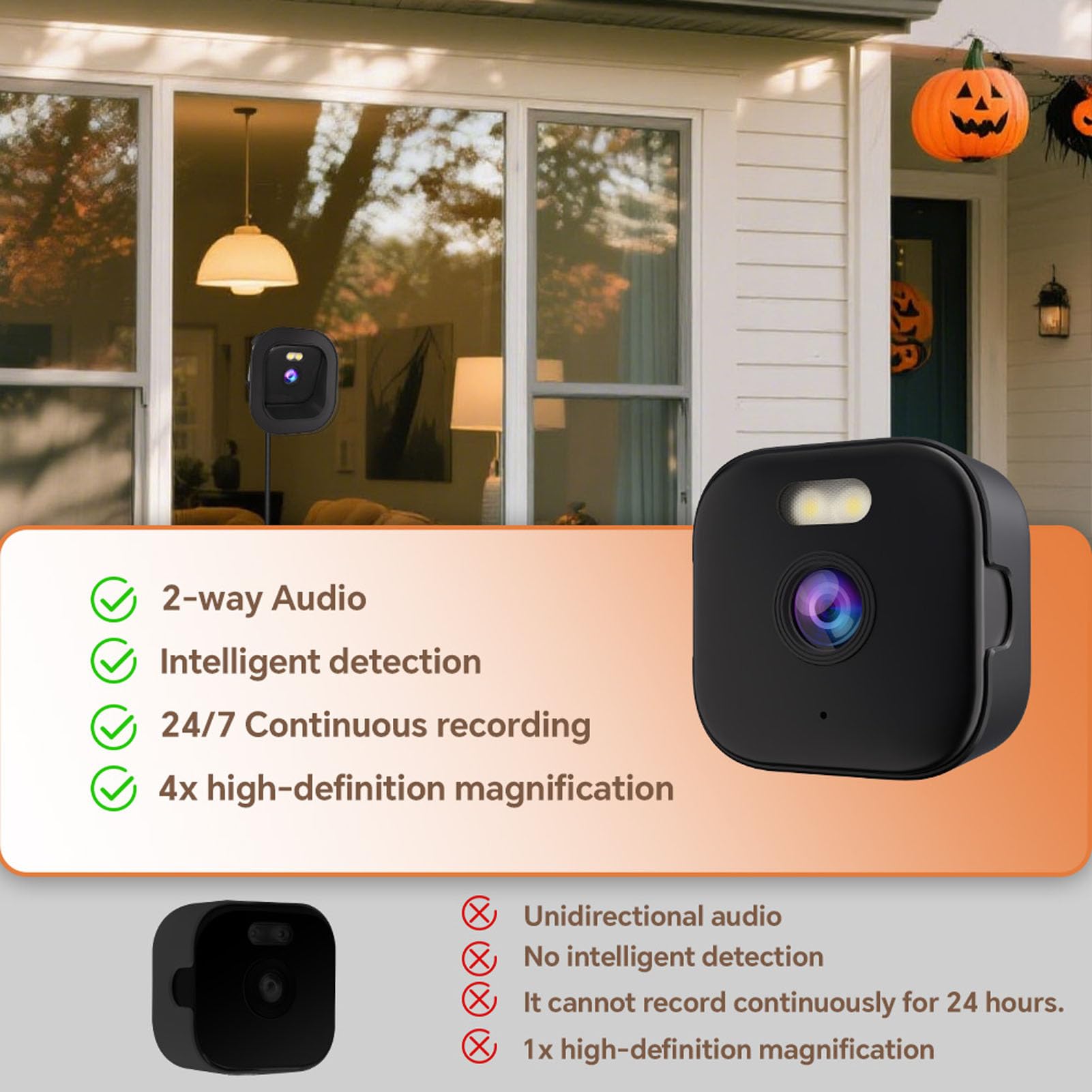 GOWENIC 2K Window Camera, Indoor Camera with Dual Band WiFi and Bluetooth, Color Night Vision, Motion Detection, Real Time Alerts, 2-Way Audio, Adhesive Installation - 3