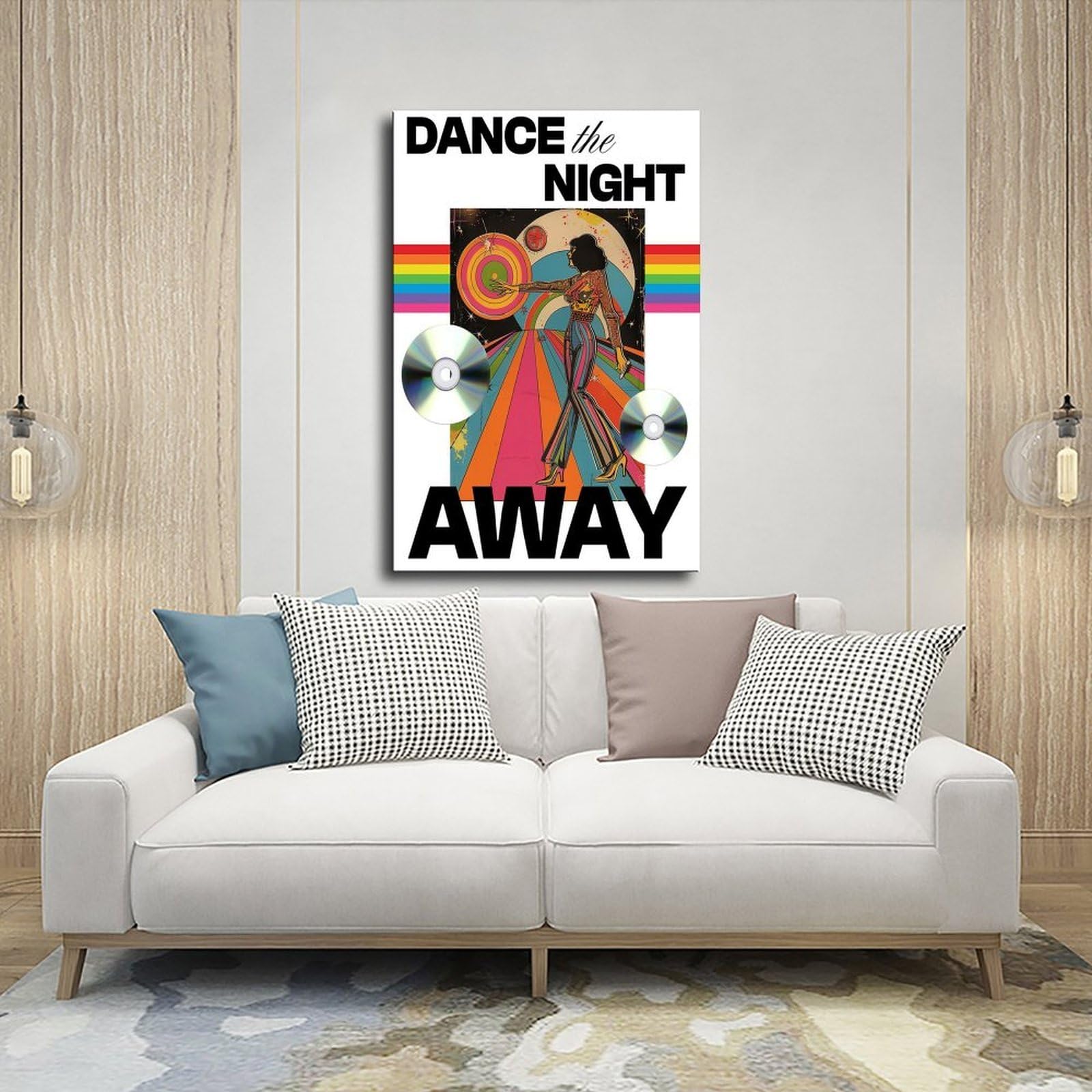 Stampa artistica da parete con musica psichedelica anni '70, stile retrò, discoteca dance anni '70, decorazione artistica da parete per soggiorno e camera da letto, 60 x 90 cm