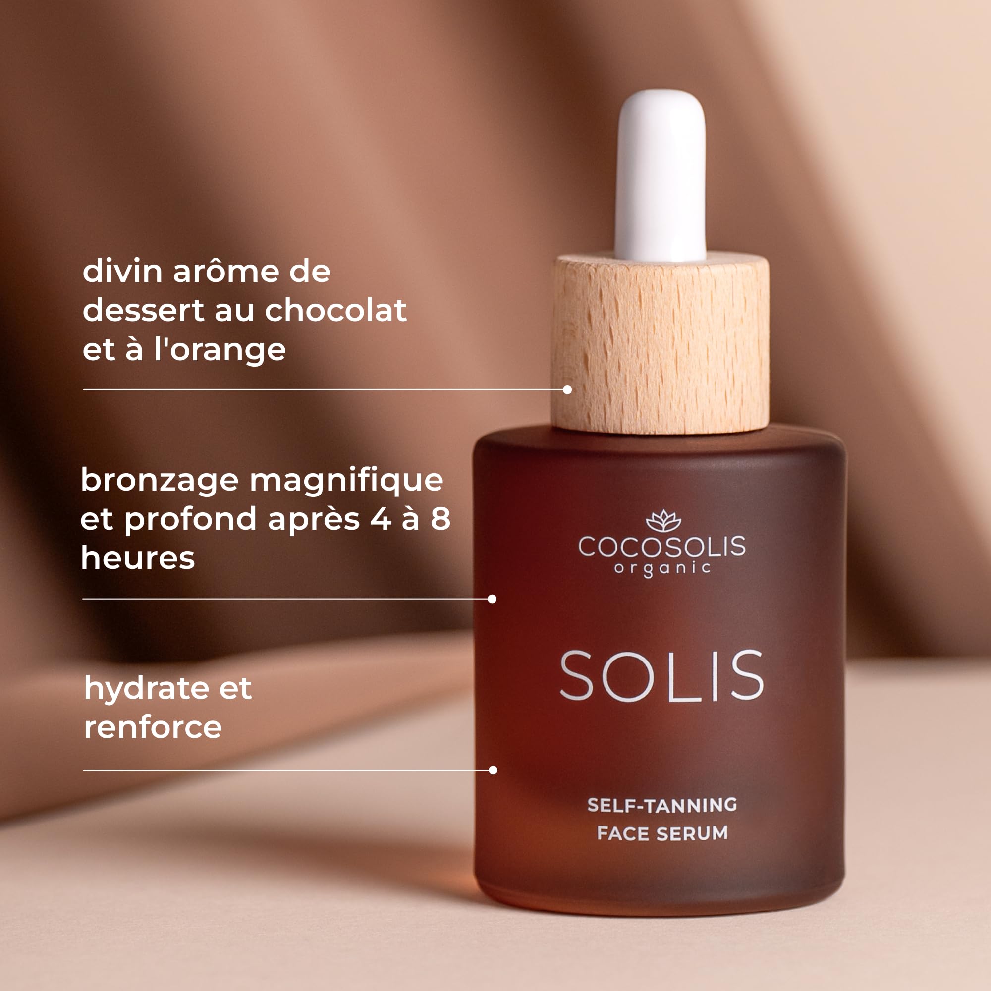 COCOSOLIS SOLIS Self-tanning Face Serum, autobronzant et soin pour le visage, gouttes autobronzantes pour un bronzage personnalisé et intense en quelques heures, longue durée, sans traces