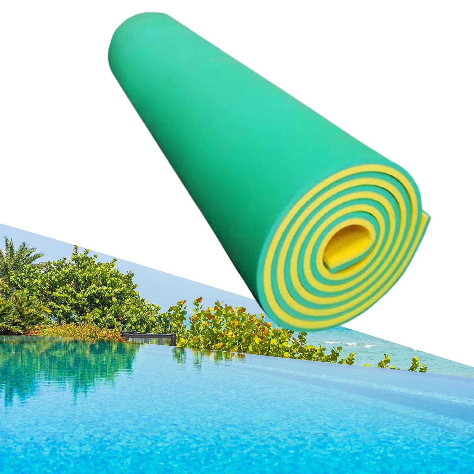 Tapis de Hamac de Piscine pour Adultes, Matelas Gonflable pour Lac, Rivière Ou Plage, Jaune et Vert