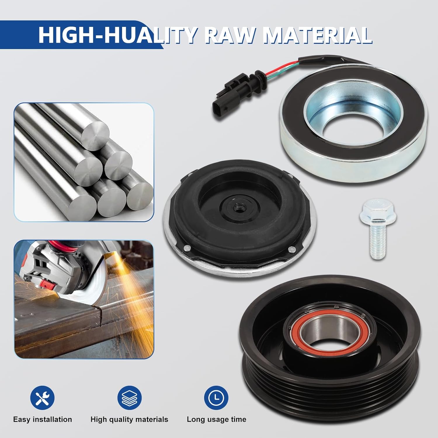 Air Conditioner AC Compressor Clutch Kit Compatible with Silverado 2500 3500 HD 2015-2021 6.6L & Sierra 2500 HD 2015-2021 6.6L, Sierra 3500 HD 2015-2019 2021 6.6L