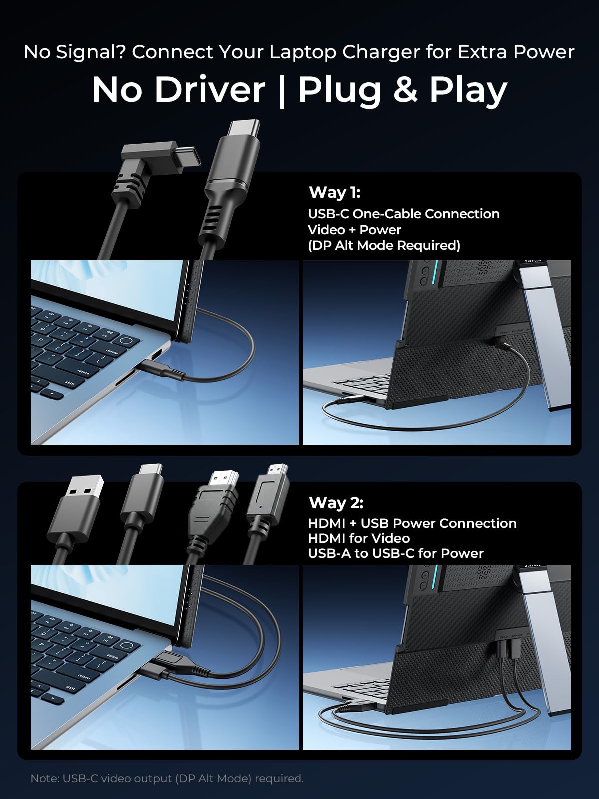 Laptop Screen Extender 15.6" FHD 1080P IPS Portable Monitor Above Laptop view 4