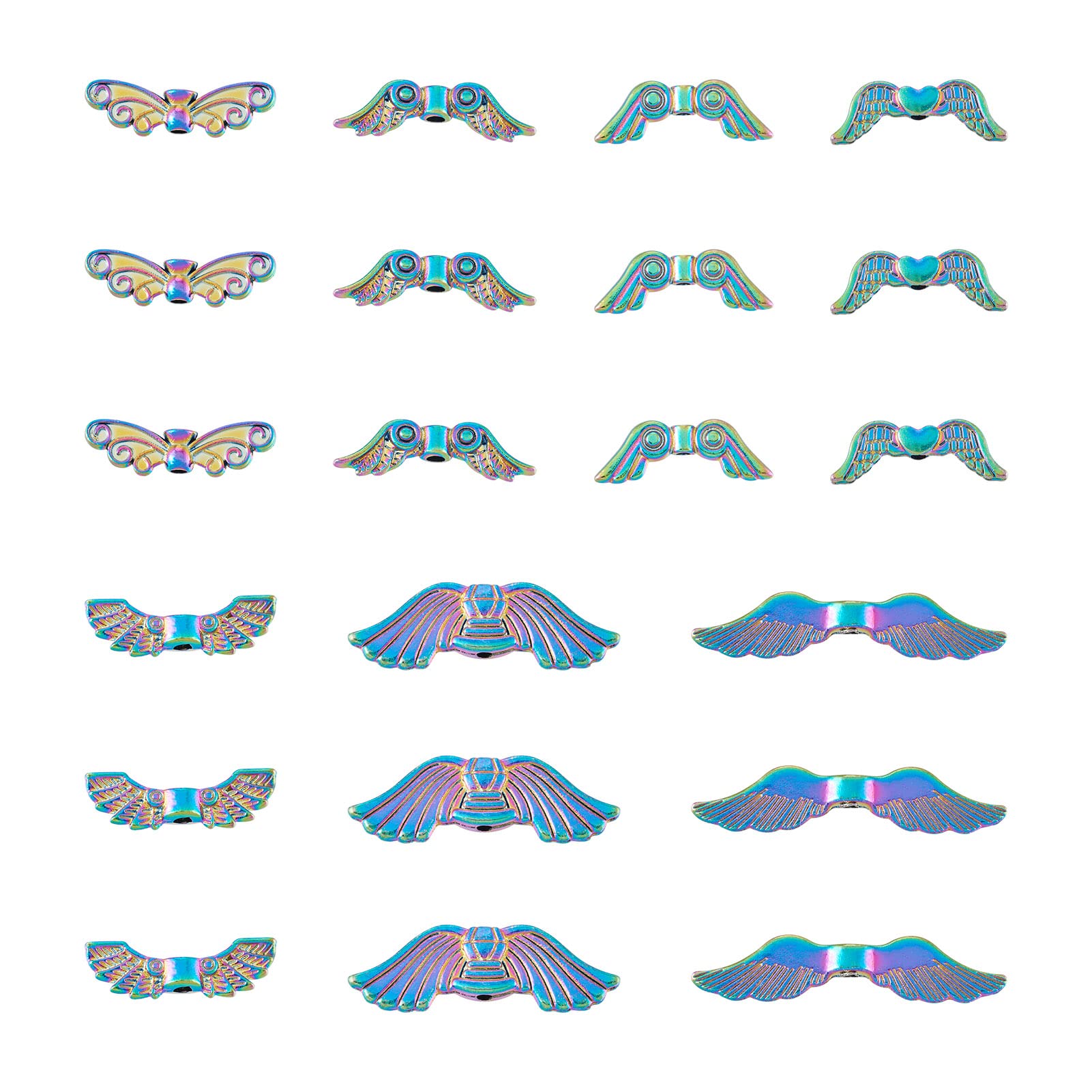 Cheriswelry 56pcs Tibetan Style Angel Wing Spacer Beads Alloy Butterfly Fairy Wing Charm Beads for DIY Jewellery Bracelet Earring Making โ image 1