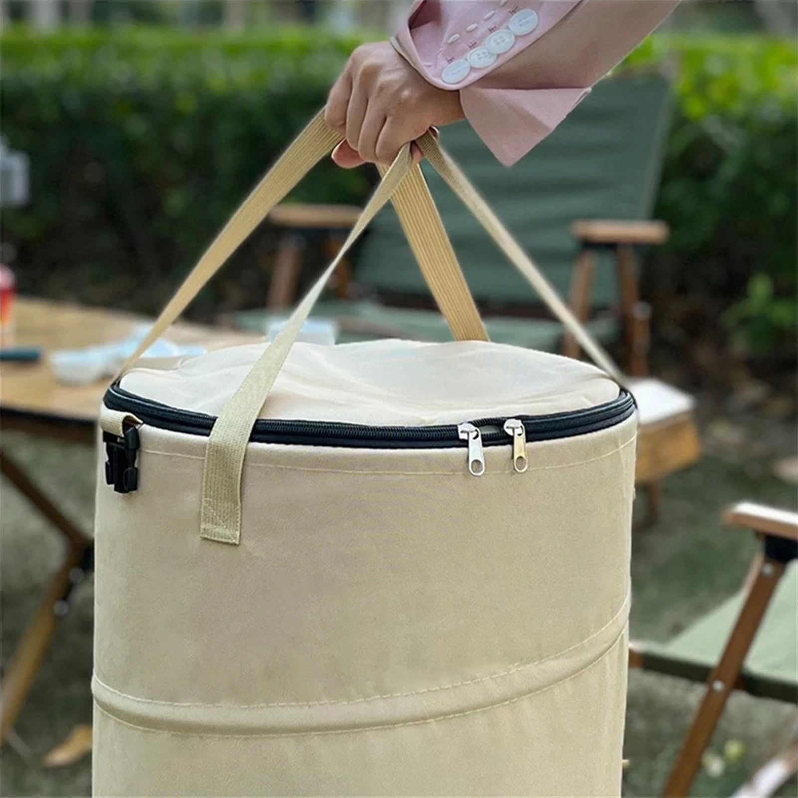 Home Camping Pattumiera Pop-Up Circolare Stoccaggio Secchio Tela Pieghevole Contenitore for il riciclaggio Sacco for immondizia da giardino Per Giardino(Black)