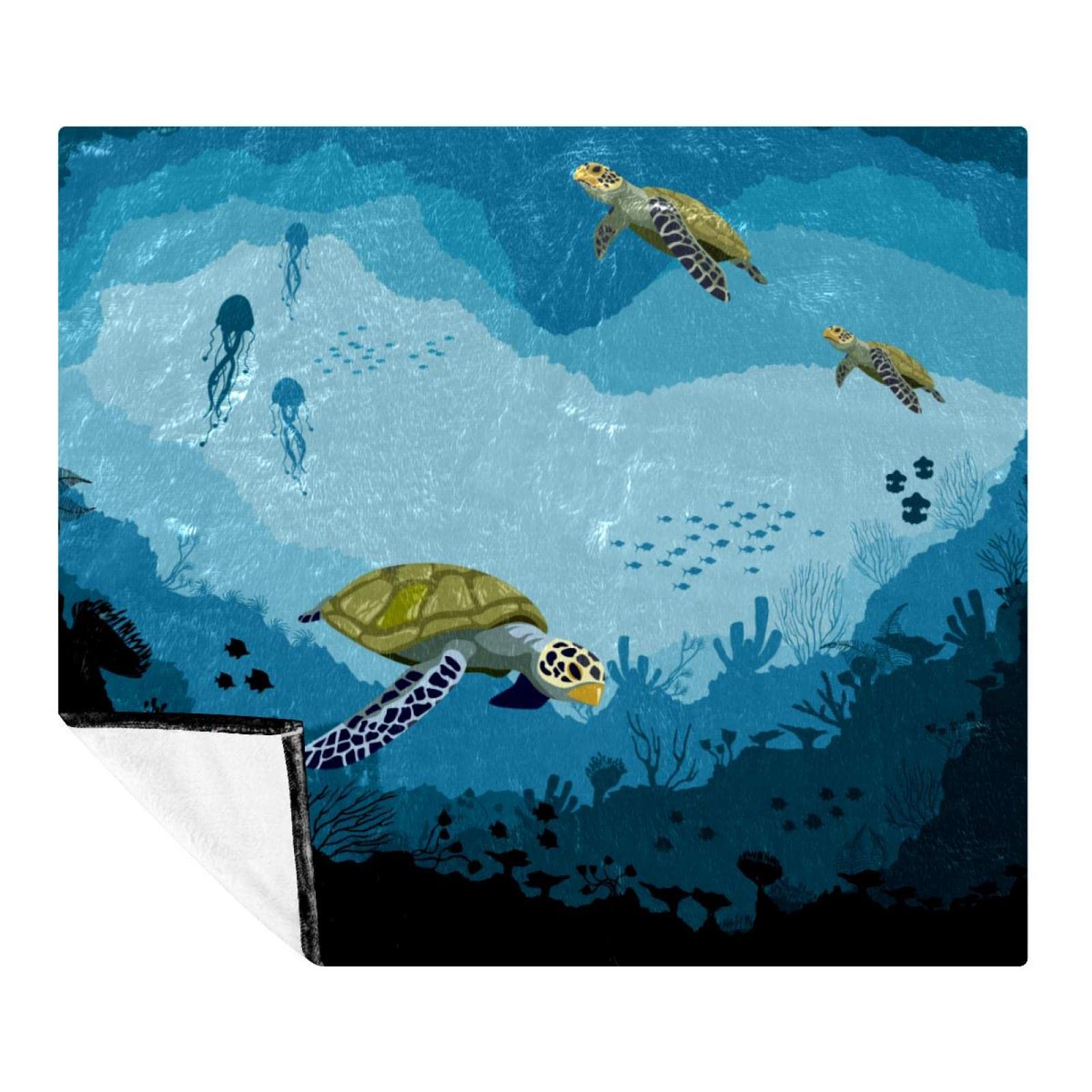 Couverture polaire tortue bleue cadeau original pour anniversaire et Noël
