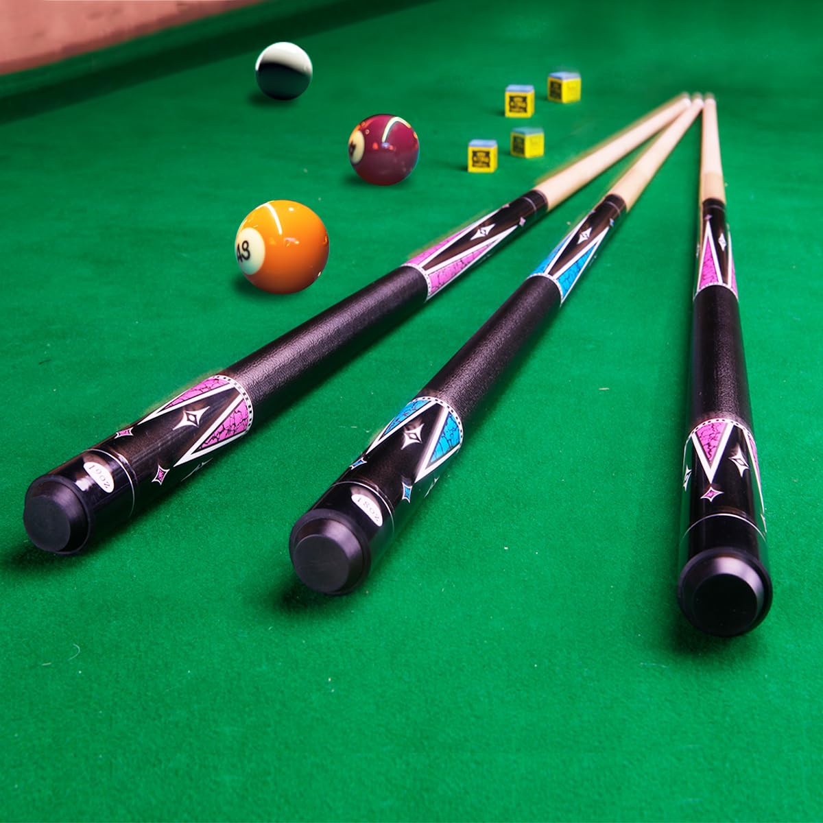 Billiards Short Pool Cue Stick, 48inch Billiard Cue Sticks, Table Pool Stick for Beginners, Hardwood Canadian Maple Pool Sticks for Billiard Table Sports