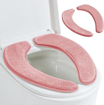Toilet Seat Cover with Memory Foam, Toilet Seat Cushion for Bathroom | Soft Flannel, Non-Slip, Thicker Warmer Washable, Self-Adhesive Reusable, Fits Most Round, Oval and Elongated Toilet Seat