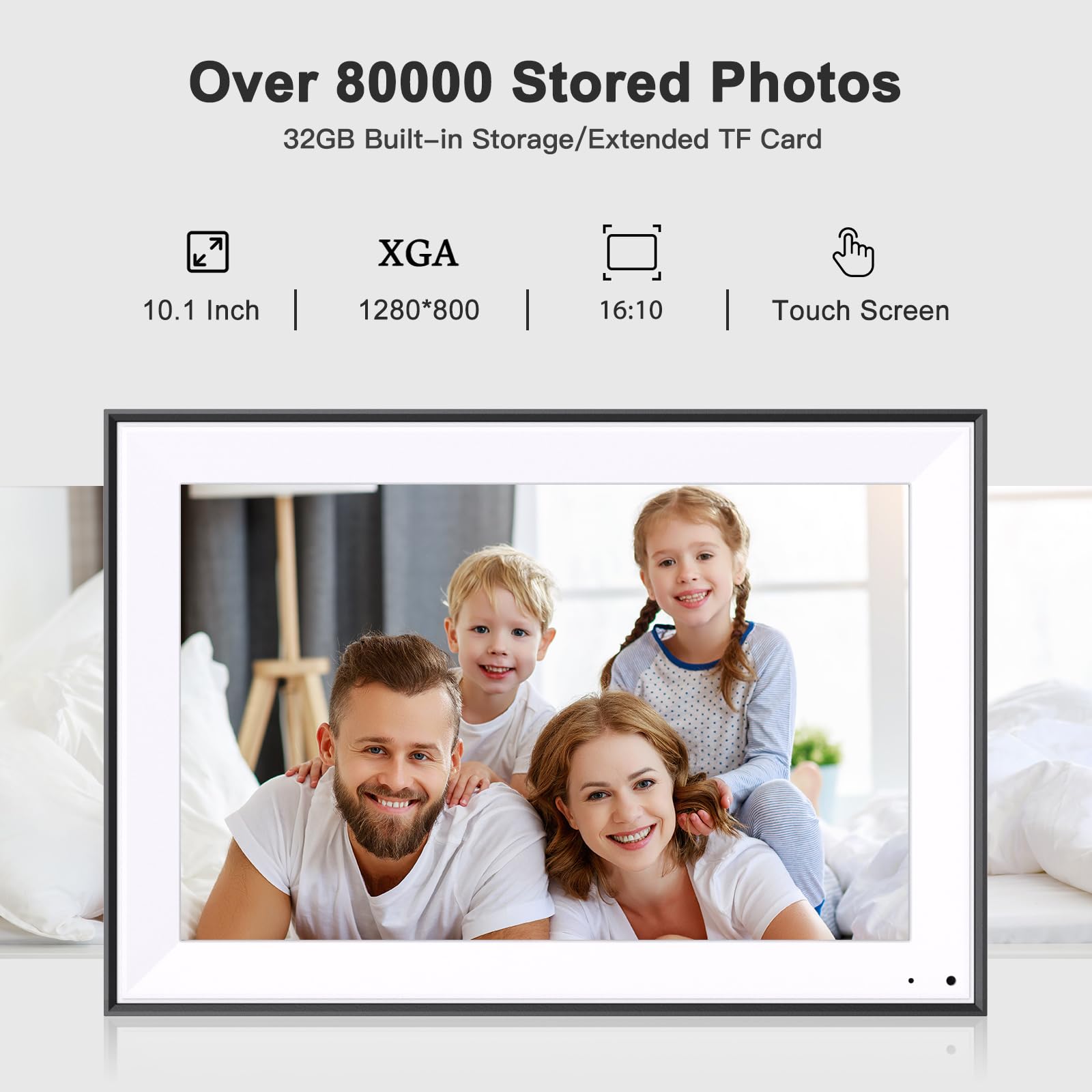 10.1-inch Digital-Photo-Frame Smart Picture Frame - IPS Touch Screen Digital Frame, 32GB, Auto-Rotate, Slideshow, Load Photo Video from Phone via APP Email, Free Cloud Storage, Gift for Family
