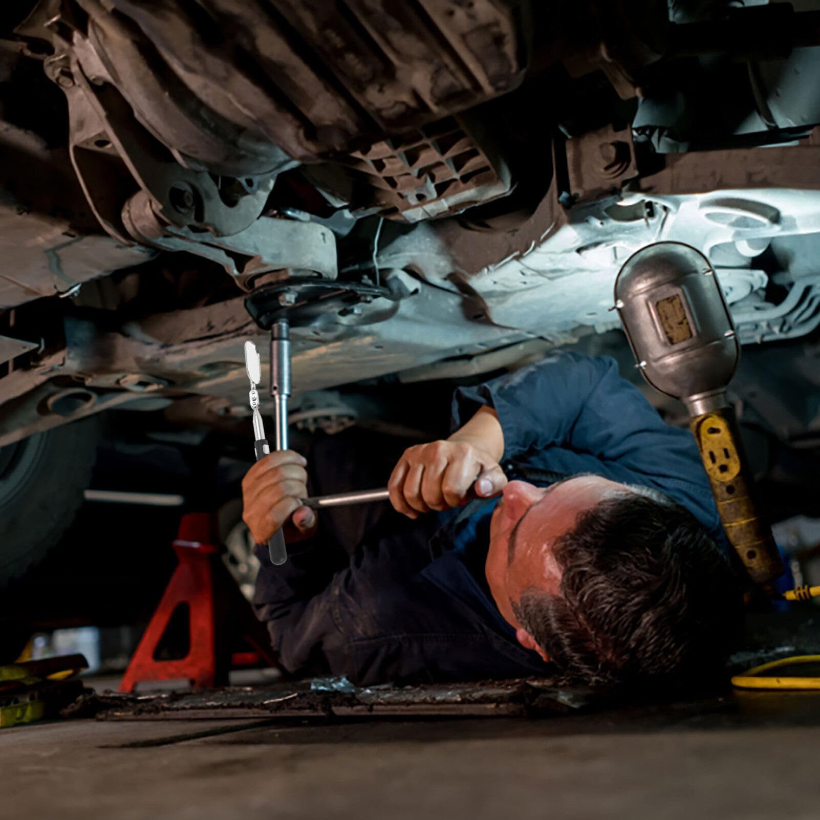 OUNONA Automotive Inspection Mirror Flexible Telescoping Mirror Flexible Vehicle Inspection Tool