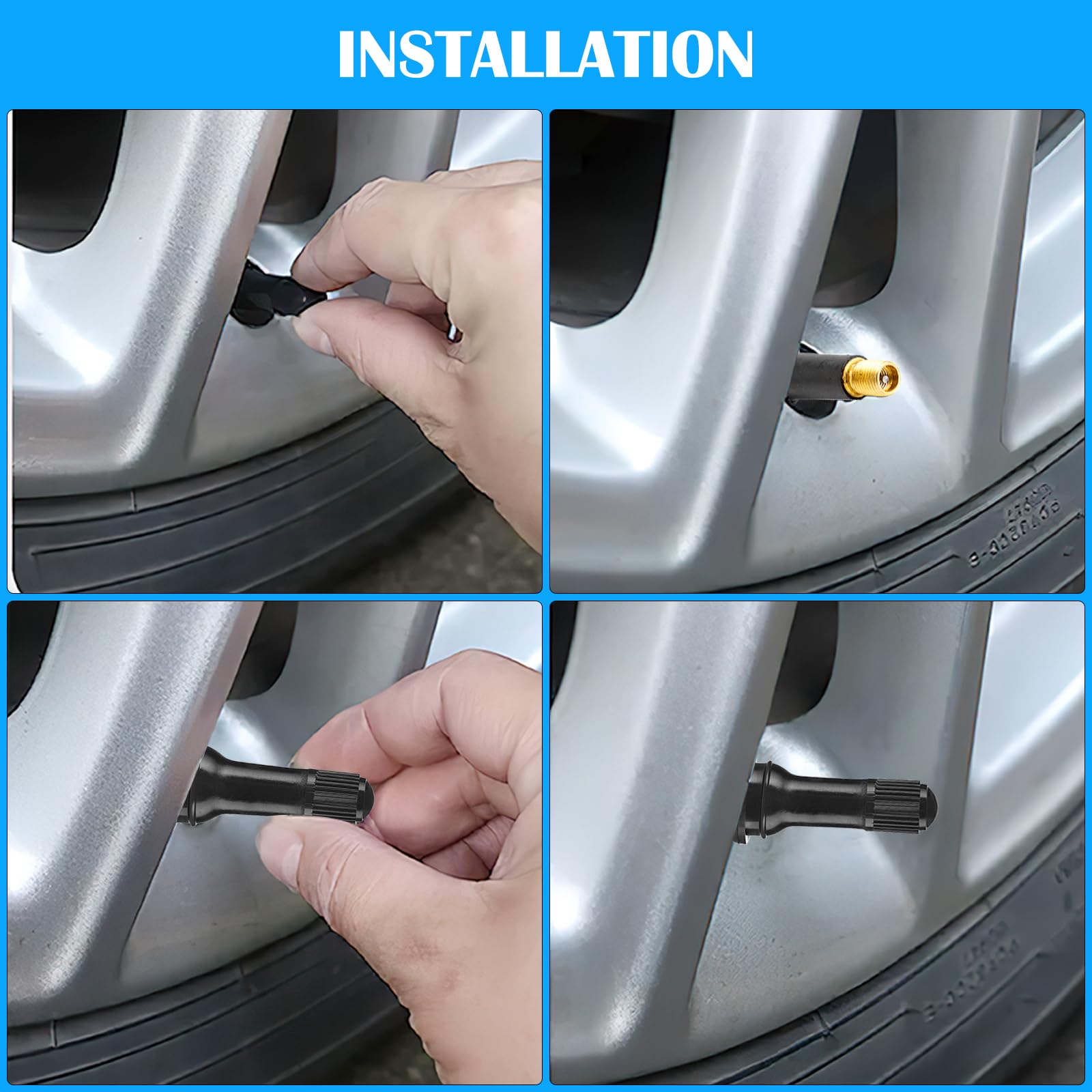 HENGBIRD 100 Piezas TR414 Valvulas para Neumaticos, Goma para Llantas VáLvulas, Valvula Rueda Coche, VáLvula de NeumáTico para Coche, VáLvulas de Snap-In para NeumáTicos para Coches,Motos(Negro)