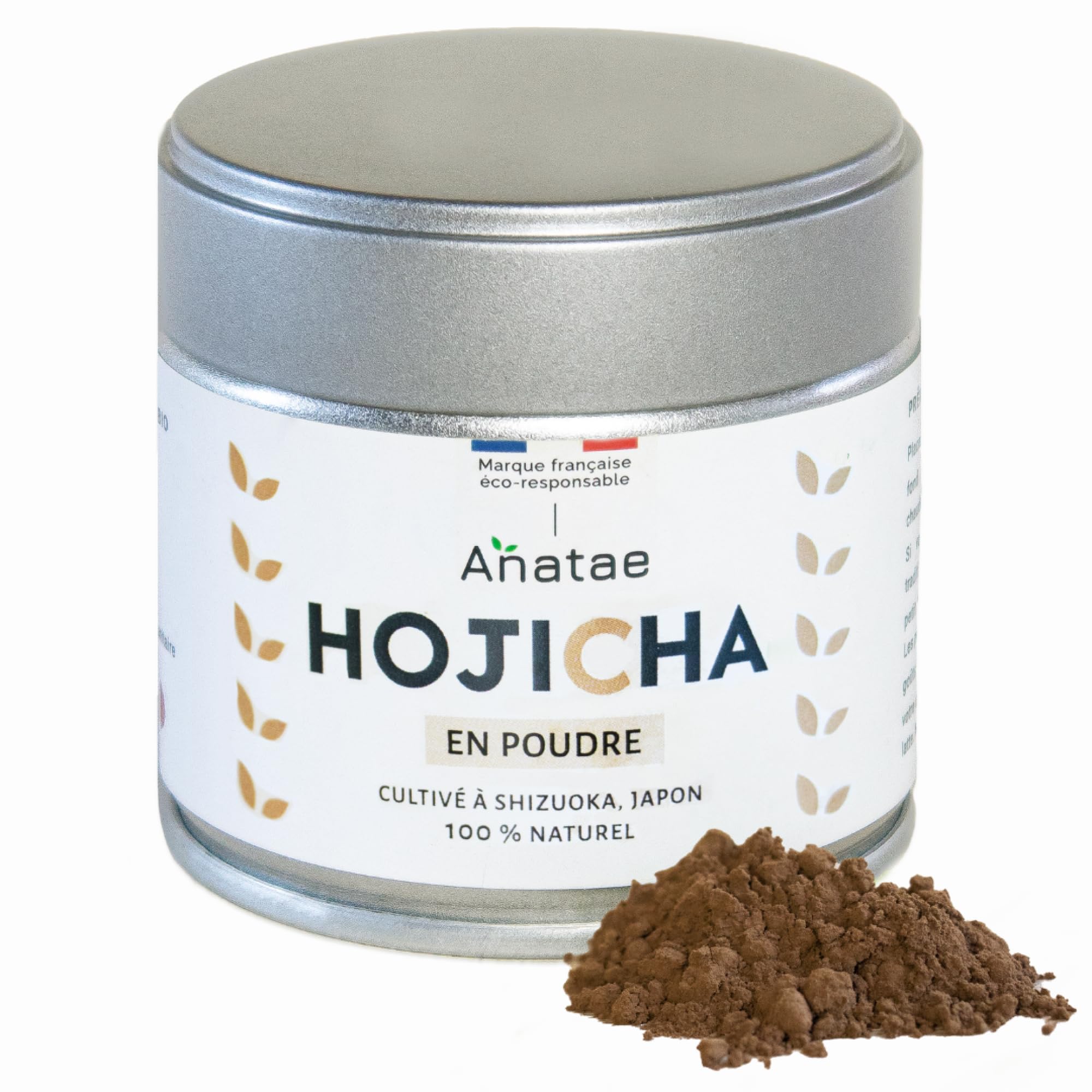 Anatae Marque française - Thé Hojicha bio japonais - 100% poudre de thé vert hojicha bio pour hojicha traditionnel, hojicha latte ou pâtisserie - Origine Shizuoka, Japon. (30)