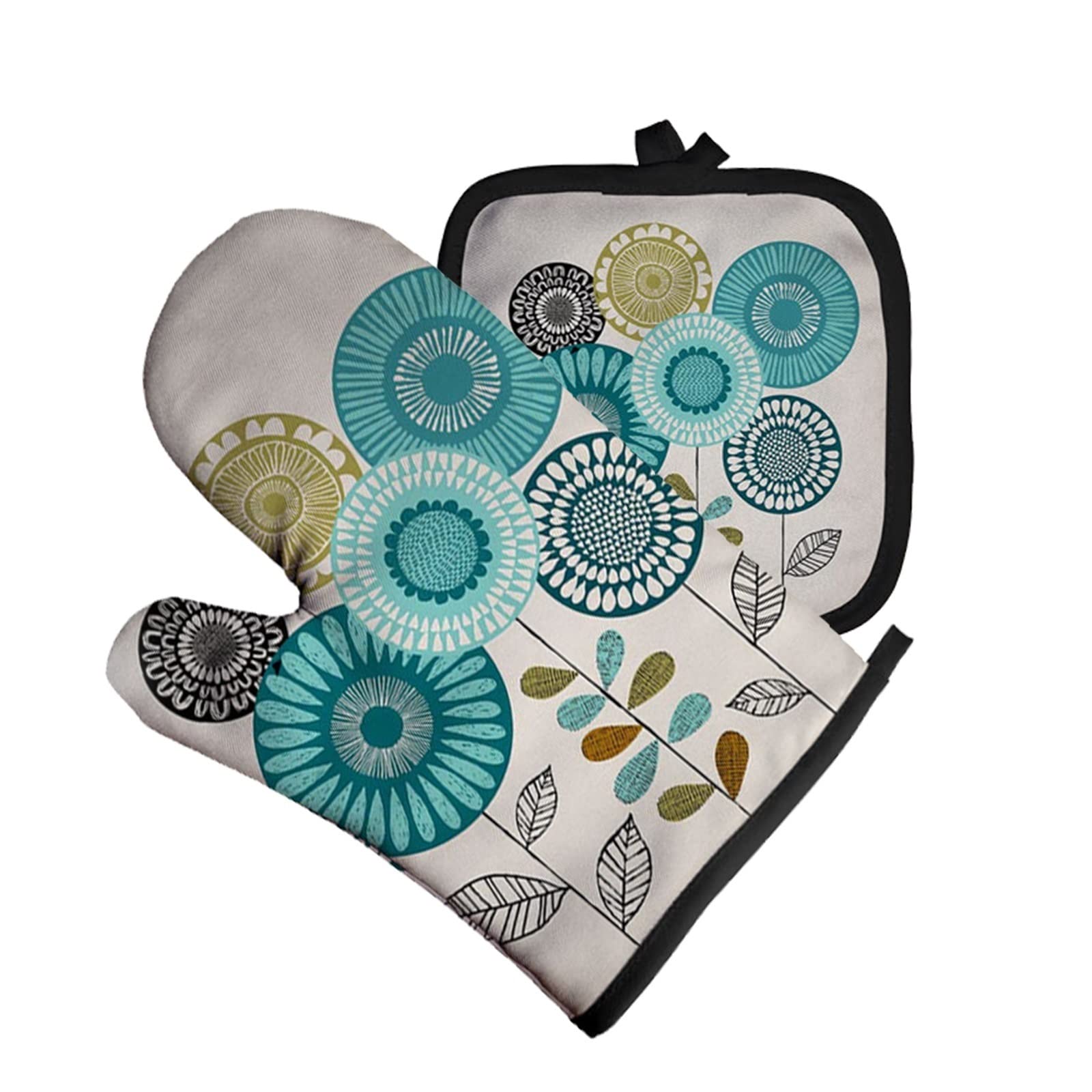 Rękawice do pieczenia Dostosuj wzór vintage Rękawica do kuchenki mikrofalowej Pieczenie Rękawice odporne na ciepło Rękawice kuchenne Rękawice Terylene Potholders Akcesoria kuchenne (kolor: 2) (1)