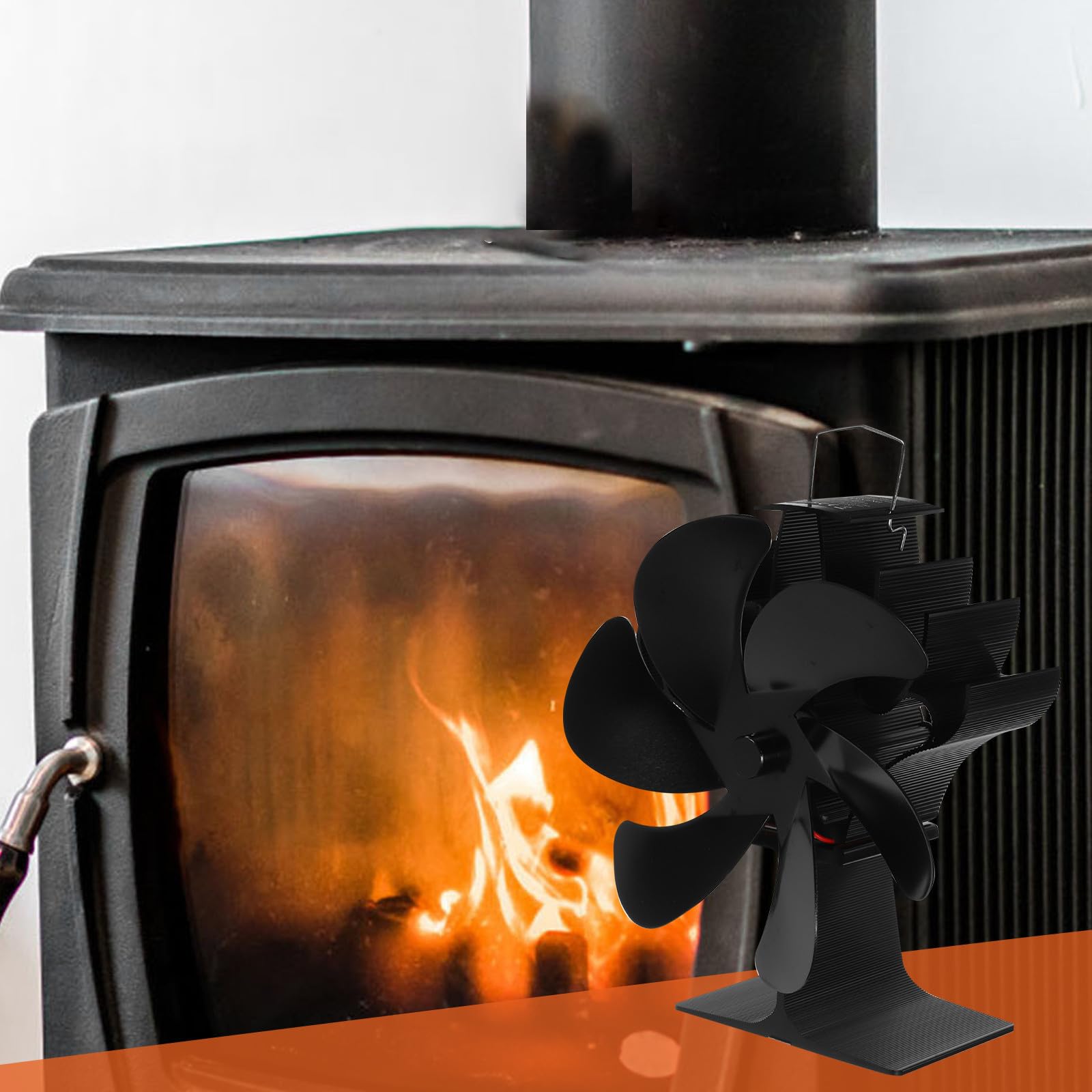GALPADA Ventilatore per Stufa Legna Termoventilatore da Caminetto a 5 Pale in Lega di Alluminio, Silenzioso senza Elettricità, per Creare Un'atmosfera Estiva Confortevole