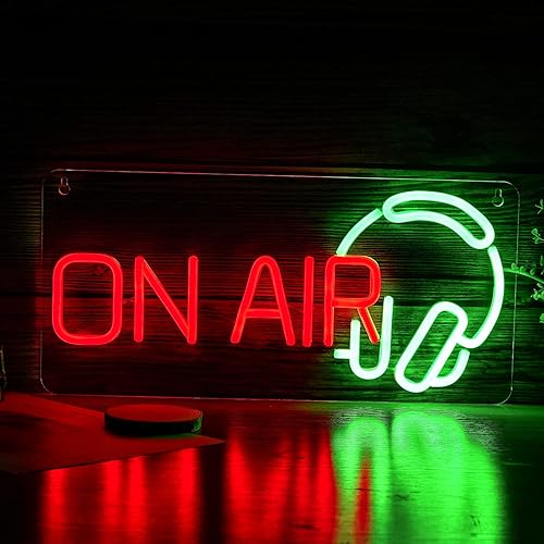 Letrero de neón regulable ON AIR con luz LED ON AIR alimentado por USB, letrero de decoración de 16.5''X7.9'', dormitorio, bar, club, cueva del