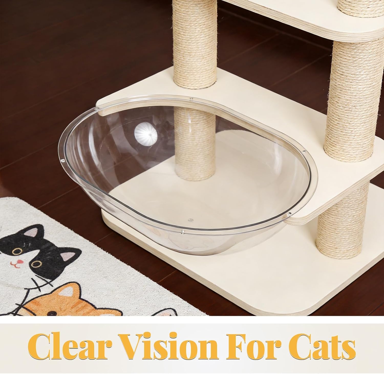 Transparent Acrylic Cat Dome: Clear Capsule Bowl for Kittens Furniture - Cat Hammock Bubble Nest for Wall Shelves Tree Perches & Window Beds 40x30cm