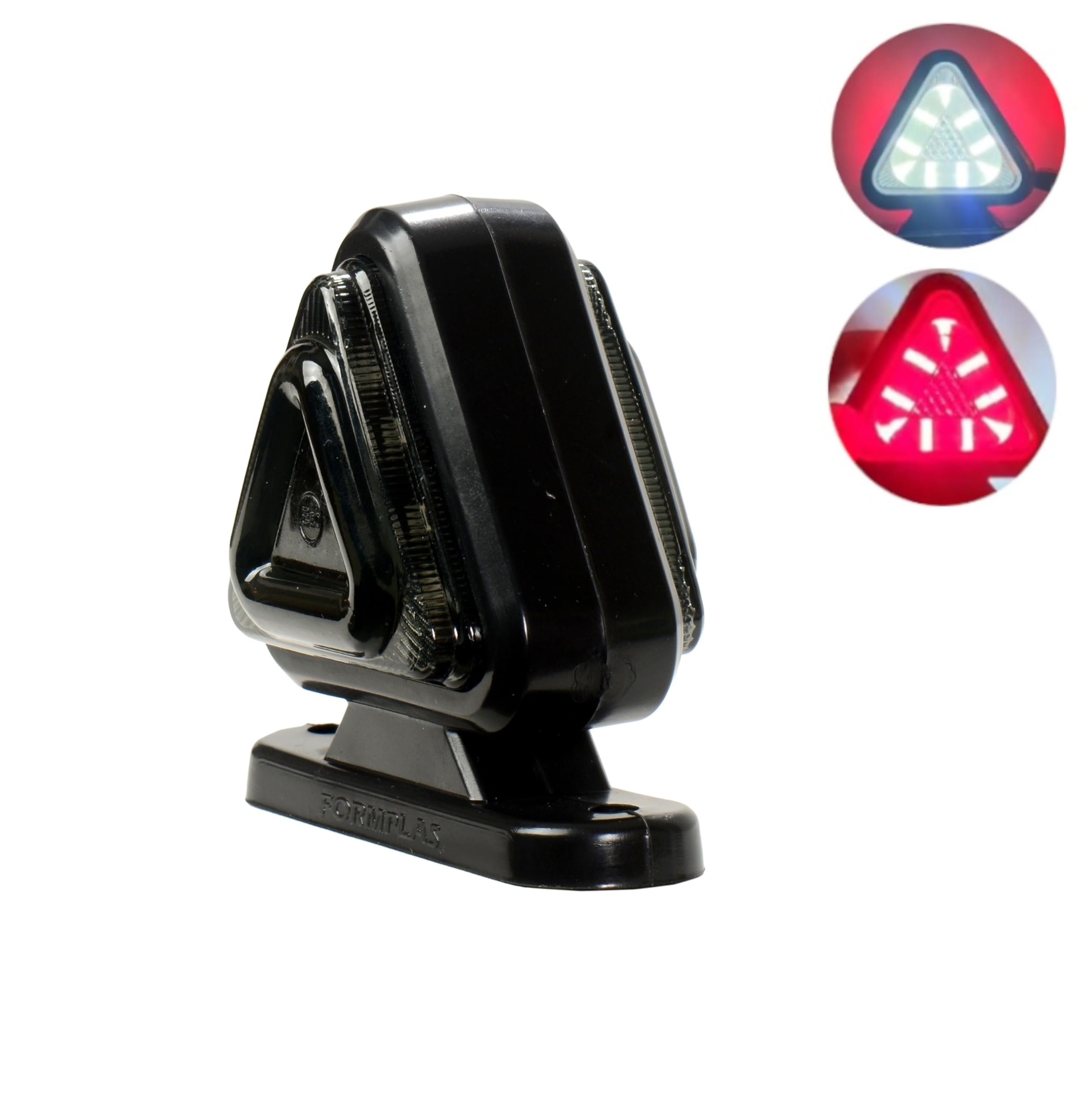 Generico 4 Luci di Ingombro LED 12V 24V Bianco Rosso Lente Fume Fanali Laterali Forma Triangolo in Gomma Per Carro Rimorchio Furgone Camper Trattore
