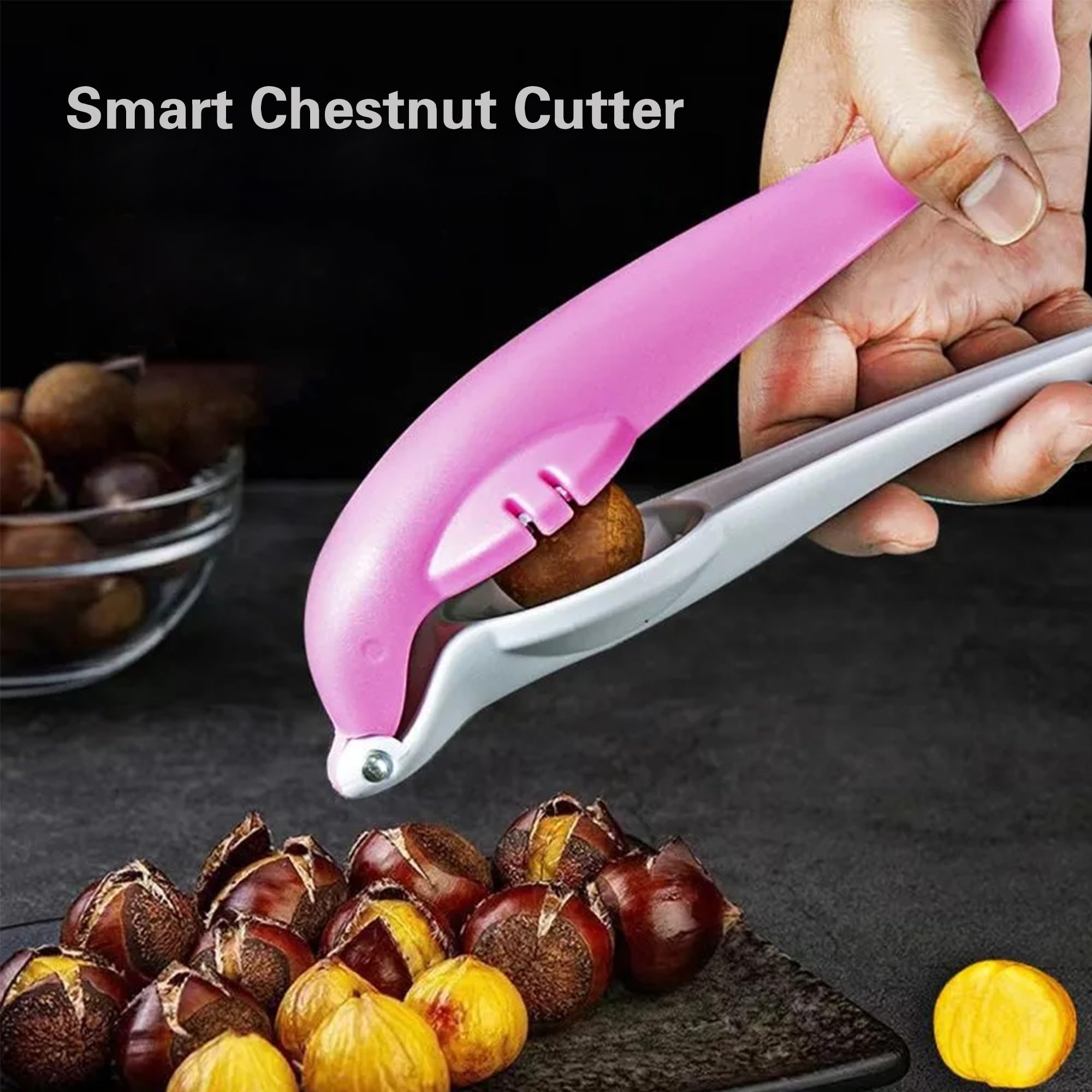 Taglia Castagne In Acciaio Inox - Schiaccianoci Con Molla, Design Compatto E Apri-bottiglie Incorporato