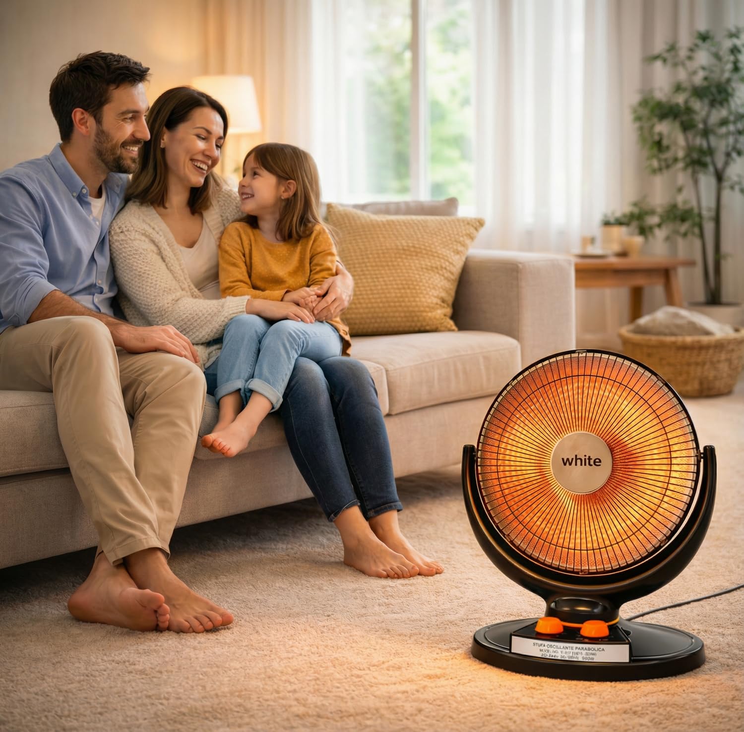 White - estufa de carbono con poste extensible de alta eficiencia energética y estructura de parábola de alto calor con filamento de carbono y base sólida (Au sol)