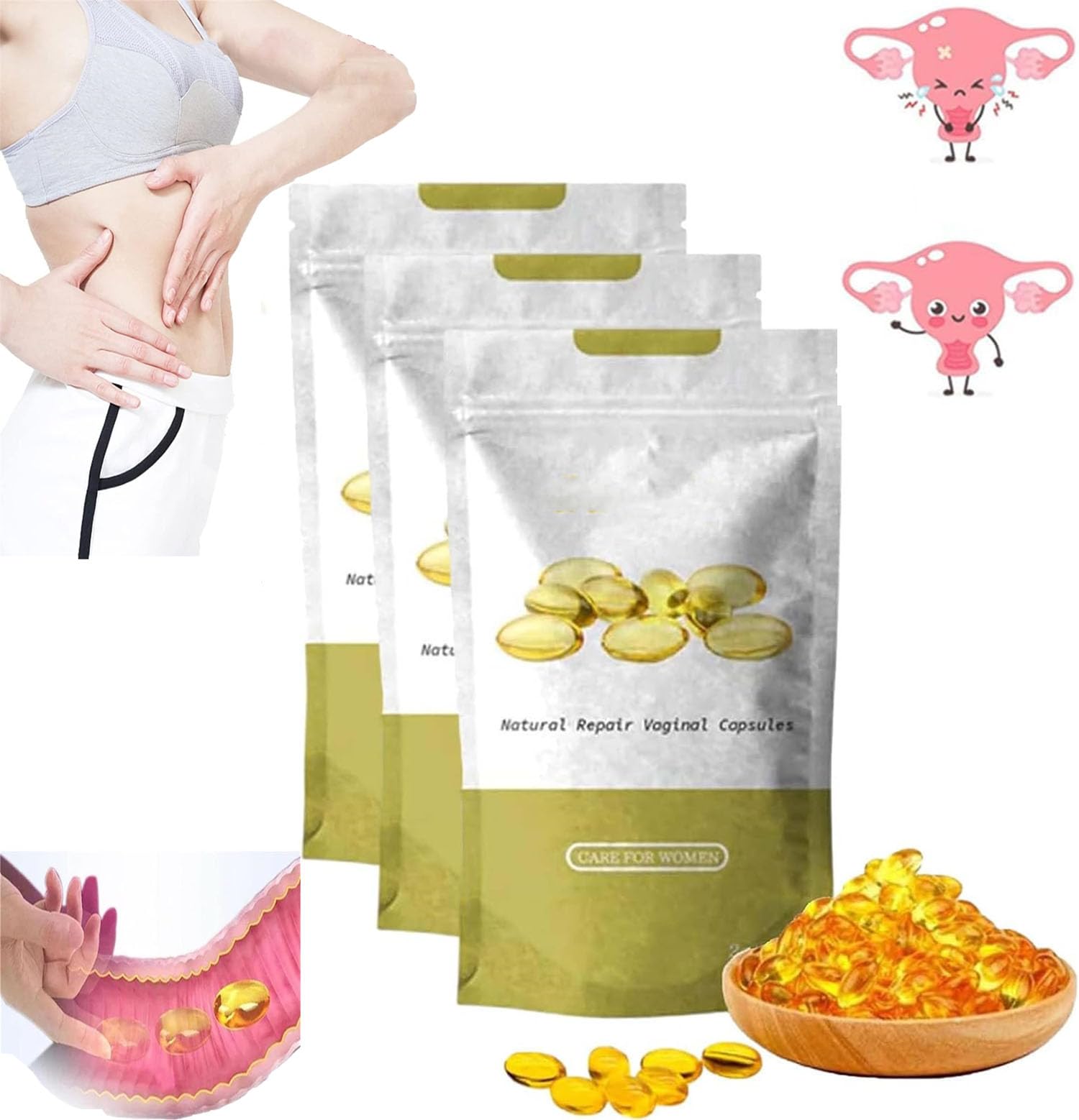 Natural Repair Vagianal Capsules, Detox Repair Capsulas, Firming Repair Natural Capsules,Stay Clear & Fresh (3 Box)