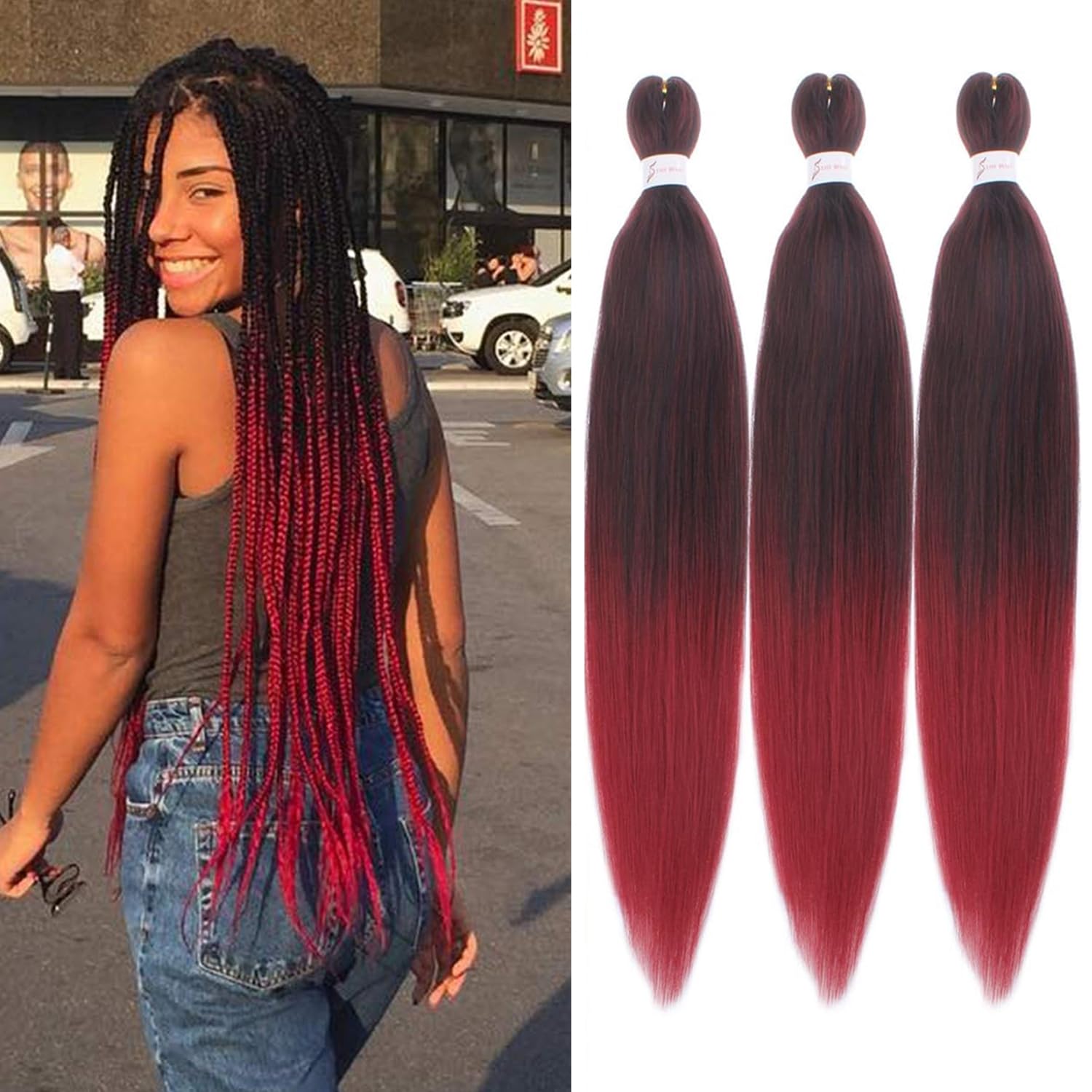 Xtrend 30 Inch EZ Braids 3Packs Pre-Stretched EZ Braiding Hair Extensions for Box Braids (3Packs,1B900#), 30 Inch (Pack of 3)