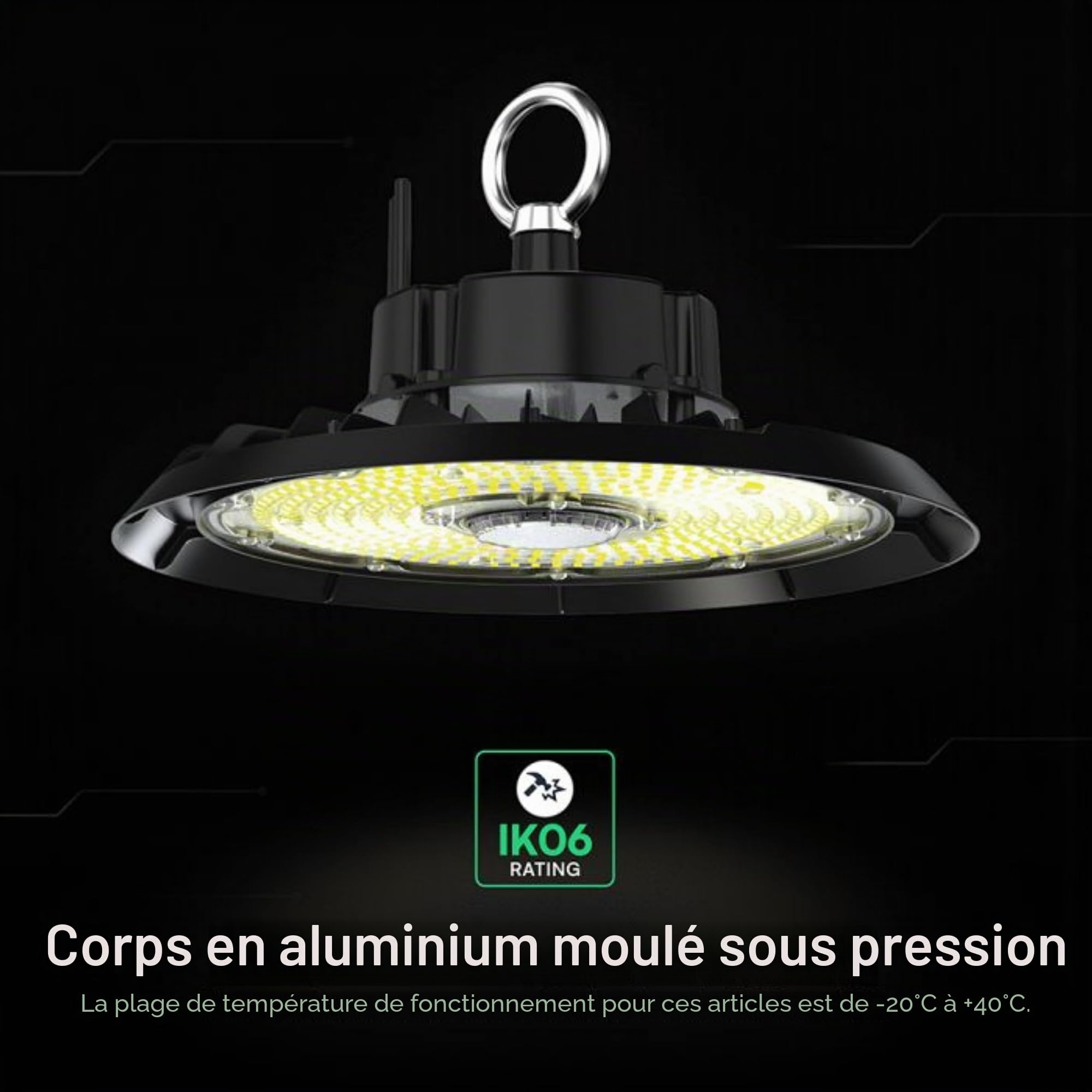 V-TAC High Bay Projecteur LED Industriel UFO 100W - [CHIP CREE LED - ÉCONOMIE D'ÉNERGIE] - Lampe Industrielle 13500 lm pour Entrepôt, Usine, Atelier - IP65 - Cloche - Blanc Neutre 4000K