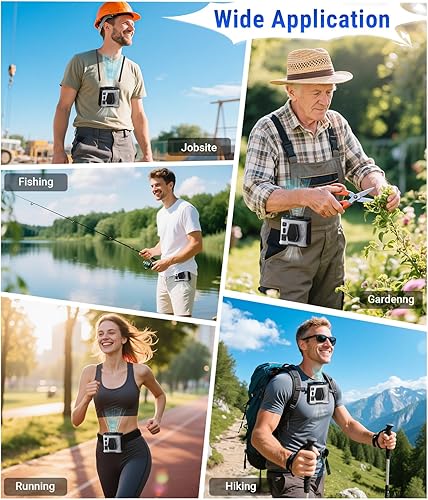 Miniatura 7 de Ventilador portátil de clip para cinturón de cintura 2025 10,000 mAh20,000 RPM40H potente motor 100% cobre sin escobillas, ventilador de camisa