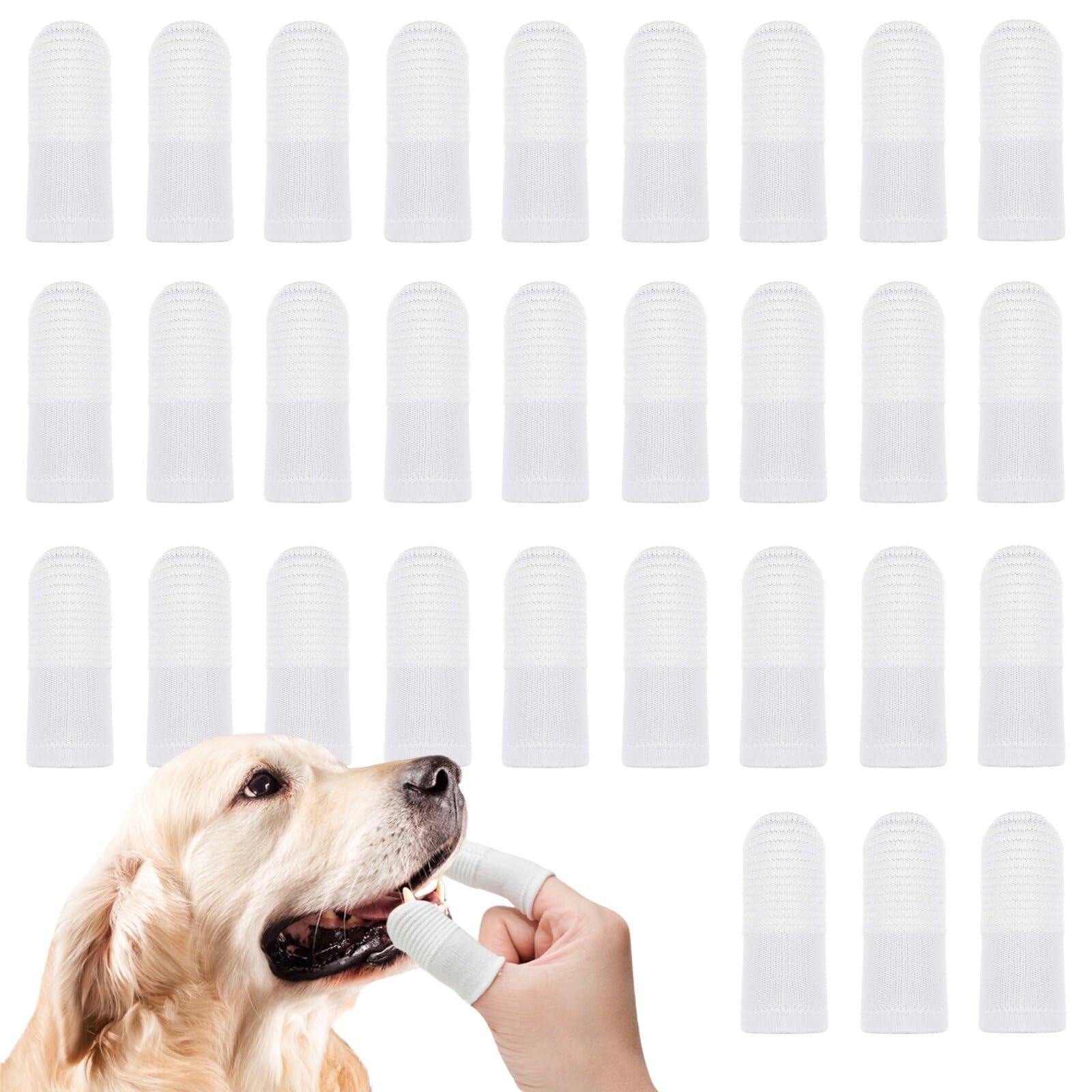 KEYRI 30 Piezas Cepillo del Cepillo del Perro Dientes del Gato del Perro Que Limpian Cuidado Dental Cepillos de Dientes para Perros Dedos con Cobertura Completa de 360° (Blanco, Talla única)