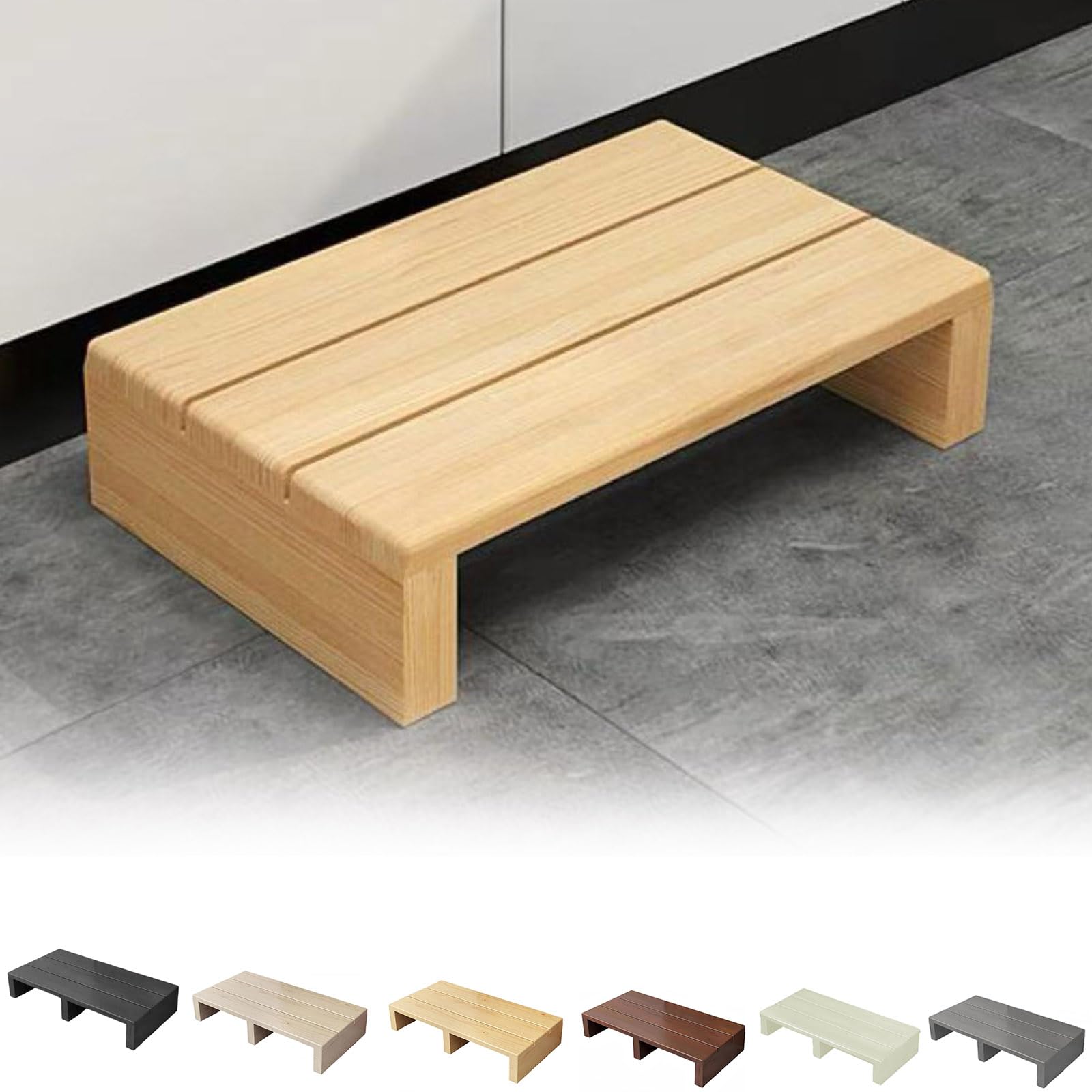 Pxkmouy Wooden Step Stool,Non-Slip Wooden Step Stool,Natural Wood Instant Height,11/15cm height,Entryway Step Stool,for bathroom,kitchen,bedside table and more,Lightweight,Durable,Anti-tipping