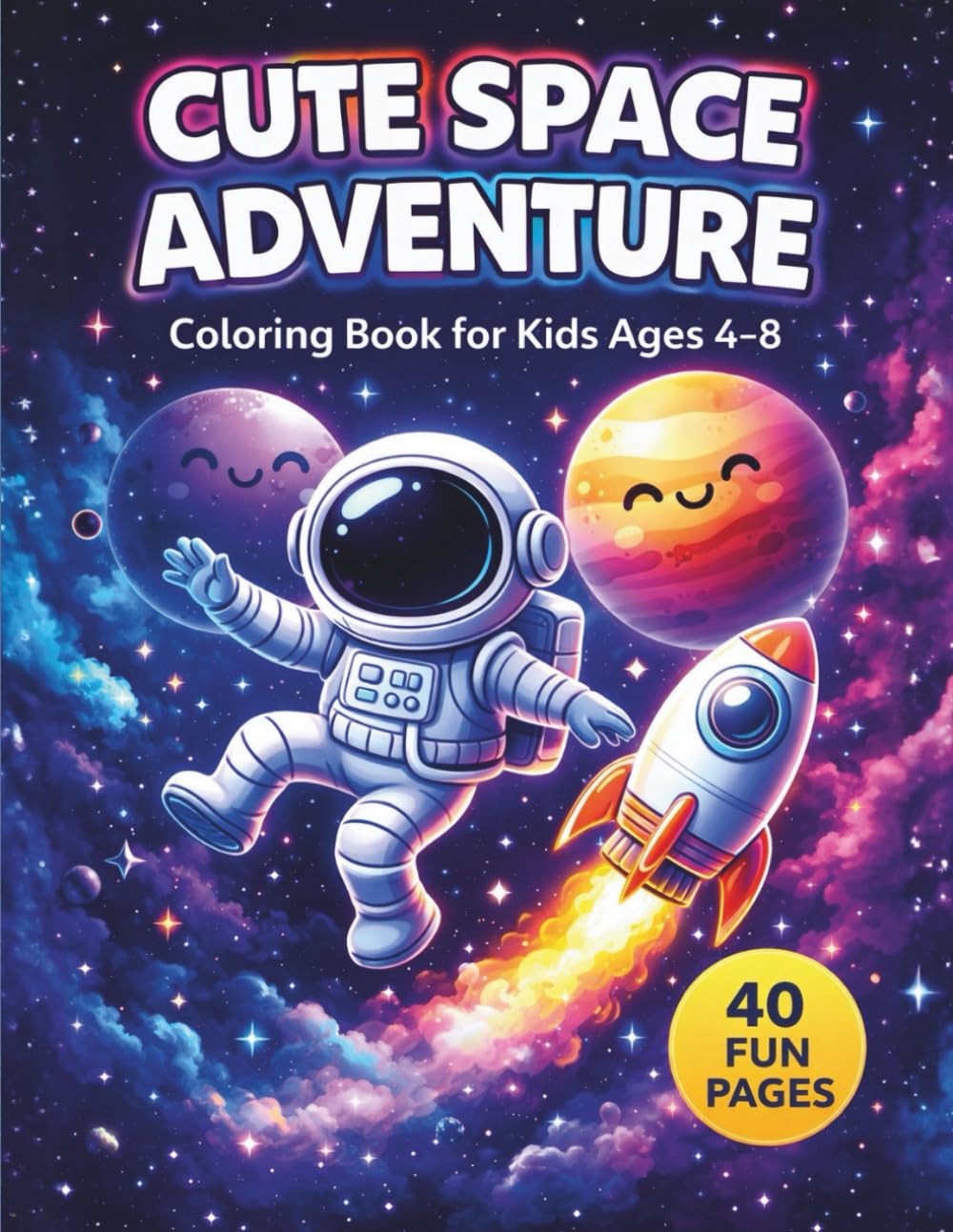 Cute Space Adventure: Coloring Book for Kids Ages 4–8 | Fun Astronauts, Rockets, Planets, Aliens and Space Activities (Easy Coloring Books For Kids)