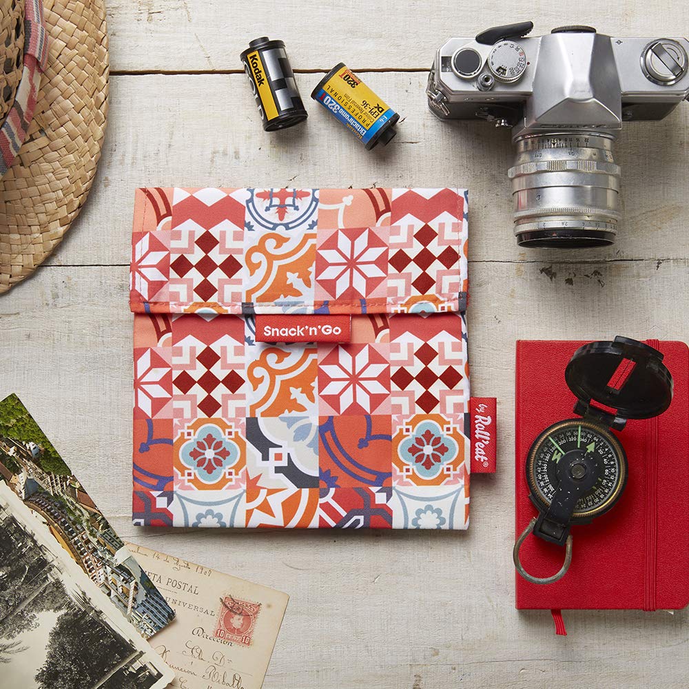Roll'eat Snack'n'Go Patchwork - Sac à Collation Et Sandwich Réutilisable Écologique Orange Sans BPA