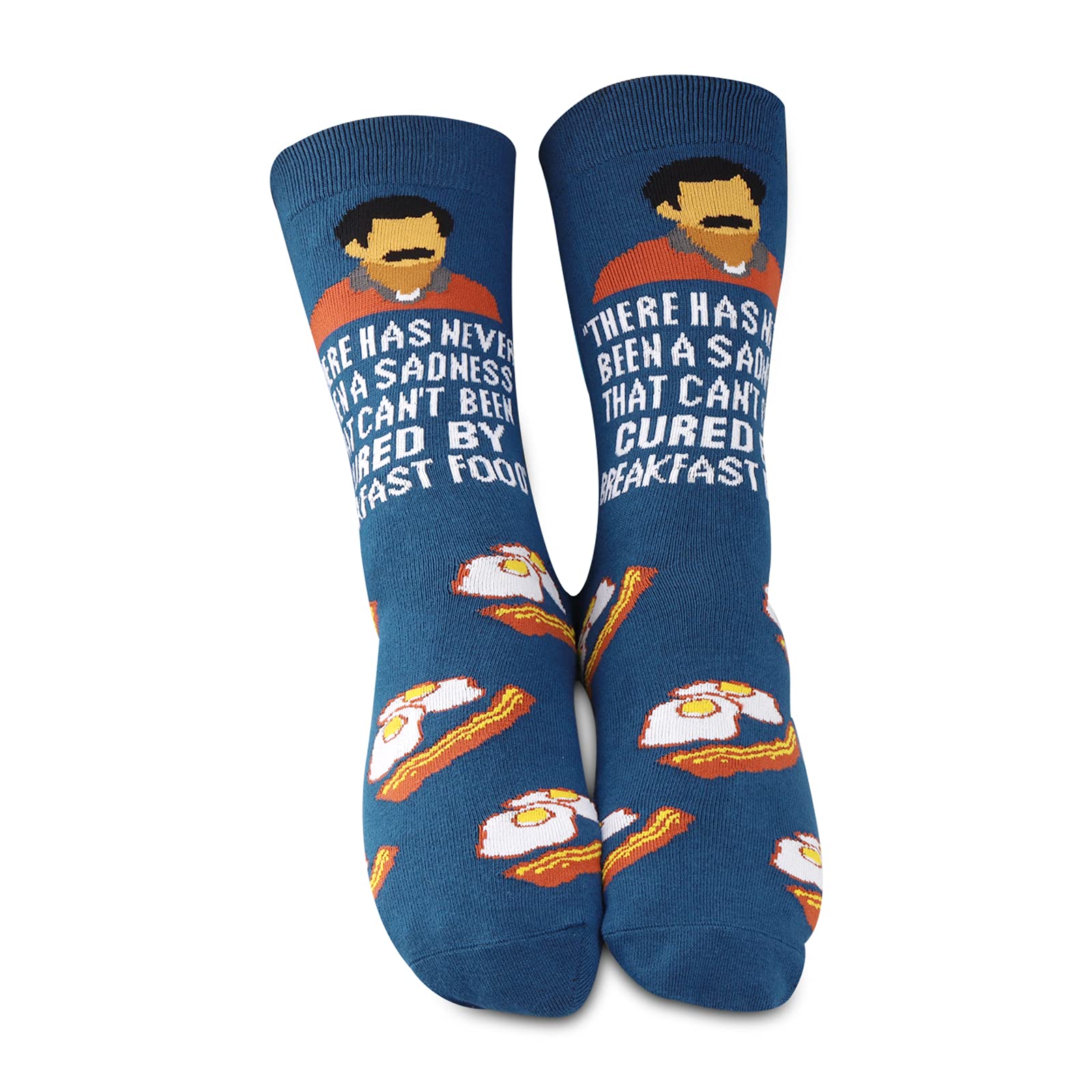 GJTIM Ron Swanson Inspired Gift There Has Never Been A Sadness That Cant Be Cured by Breakfast Food Funny TV Show Socks