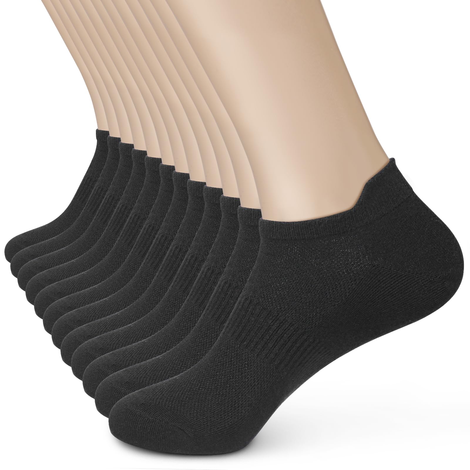 Women's Ankle Cotton Socks - Low Cut Athletic Running Soft Thin No Show White Socks With Tab 6 Pairs