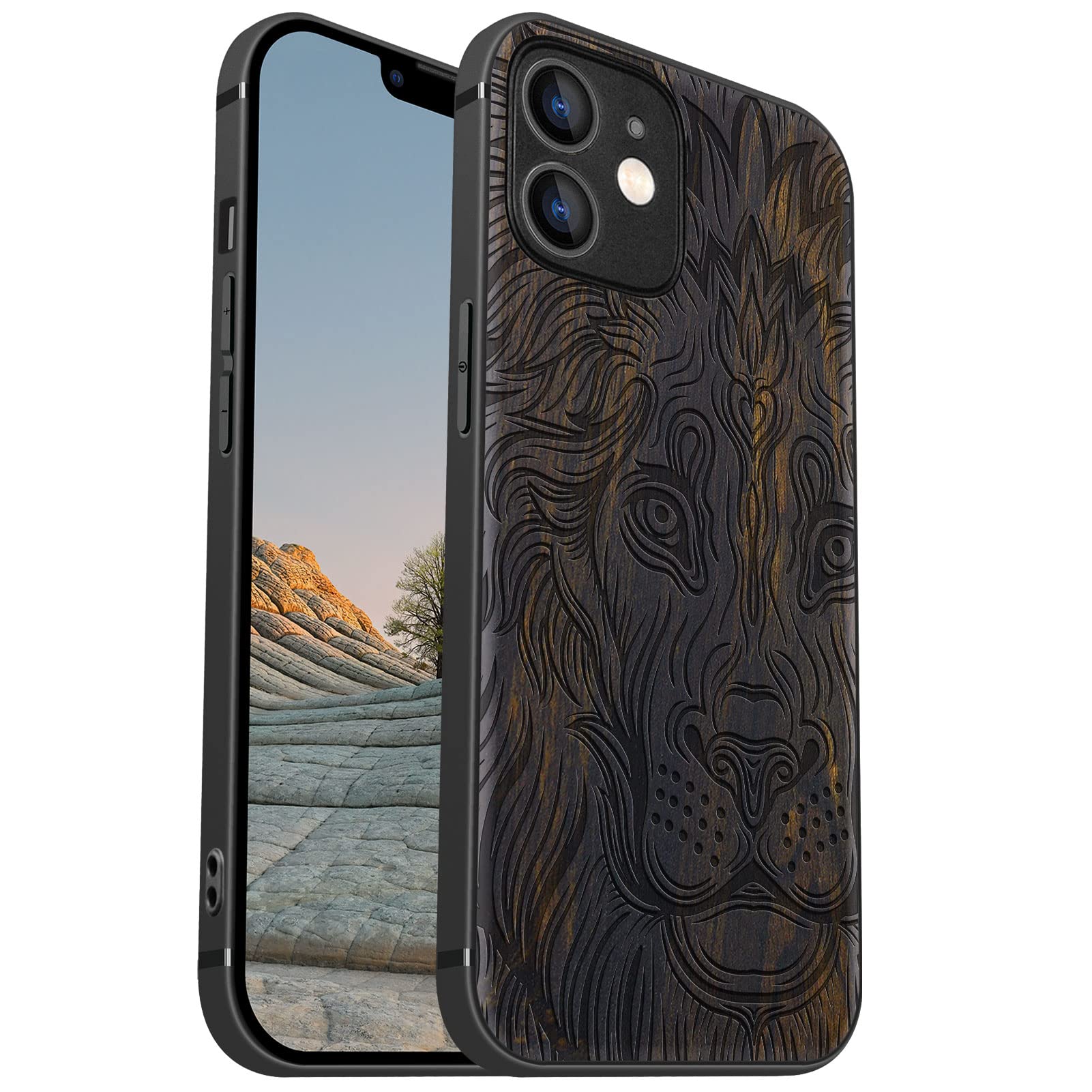 Carveit Custodia in Legno per iPhone 12 Pro Magnetico Cover [Noce Legno] [Paraurti Robusto TPU] Ricarica Compatibile con 12 Pro MagSafe Custodia (Arti di ingegneria elettronica