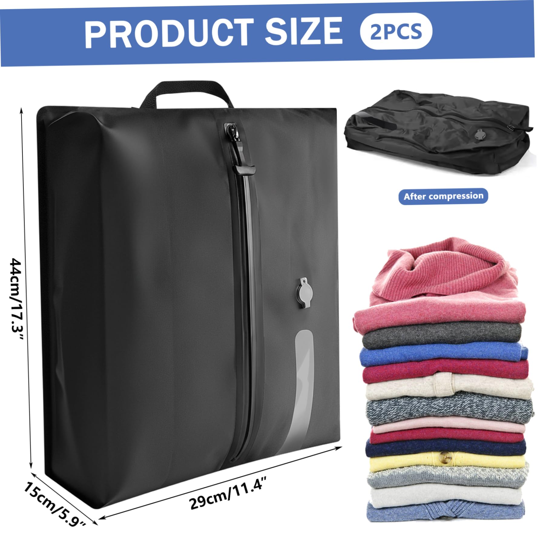 Sacchetti sottovuoto da viaggio con pompa Confezione da 2 sacchetti di compressione da viaggio riutilizzabili per vestiti Pompa elettrica Sacco sottovuoto impermeabile da 17 litri per valigia e ves