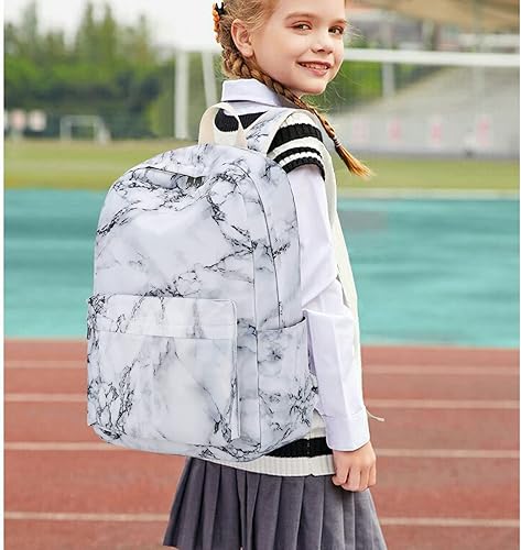 Miniatura 5 de Mochila para adolescentes y mujeres, mochila escolar para laptop, mochila informal de viaje, mochila de día (mármol) talla única