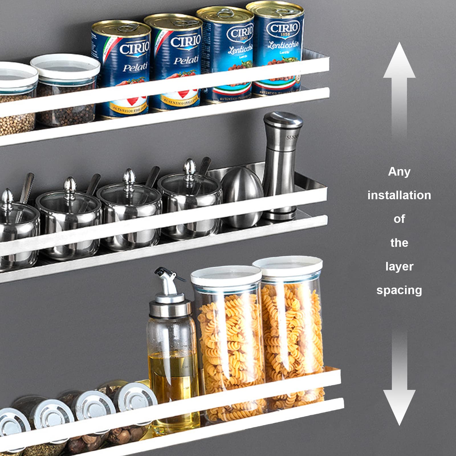 Merkaunis Stainless Steel Bathroom Shelf 15.75 InchBathroom Shower Shelf Bath Kitchen Shower Caddy Rack Rustproof Metal Storage Floating Shelves Wall Mounted Rectangular Shelf