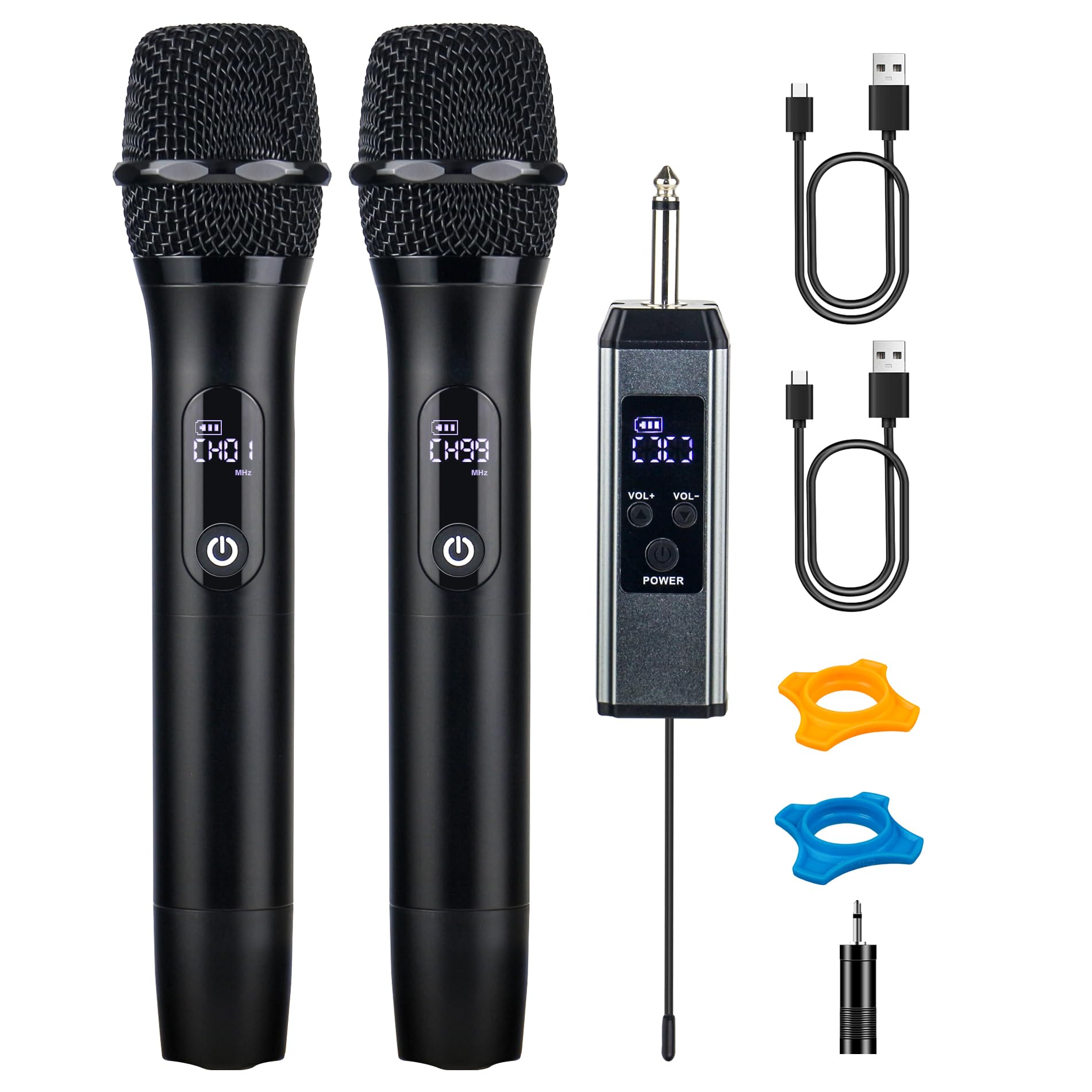 Loewieta Wireless Microphone System X-G10B-Z, showing two black handheld microphones and a compact receiver.