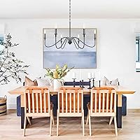 Vista 7 de 6 Light Farmhouse Chandelier Matt Black Classic Candle Ceiling Hanging Light Fixture Rustic Pendant Lighting for Dining Room, Living Room, Kitchen