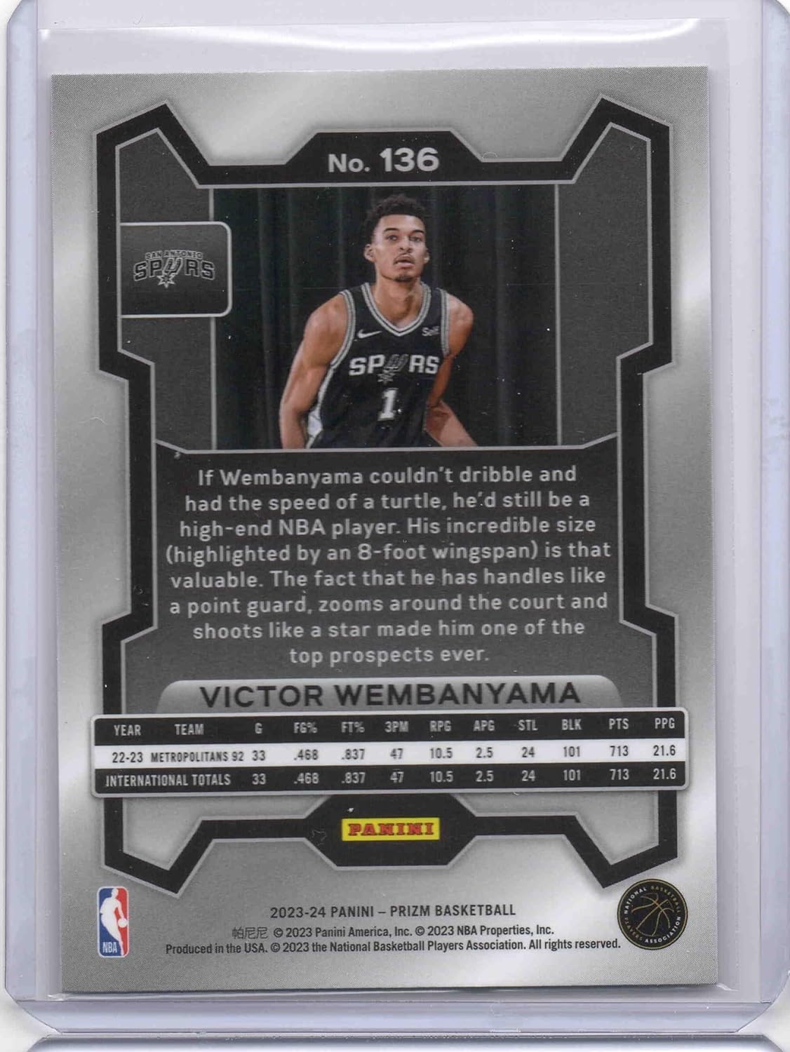 Amazon.com: 2023-24 Panini Prizm #136 Victor Wembanyama San