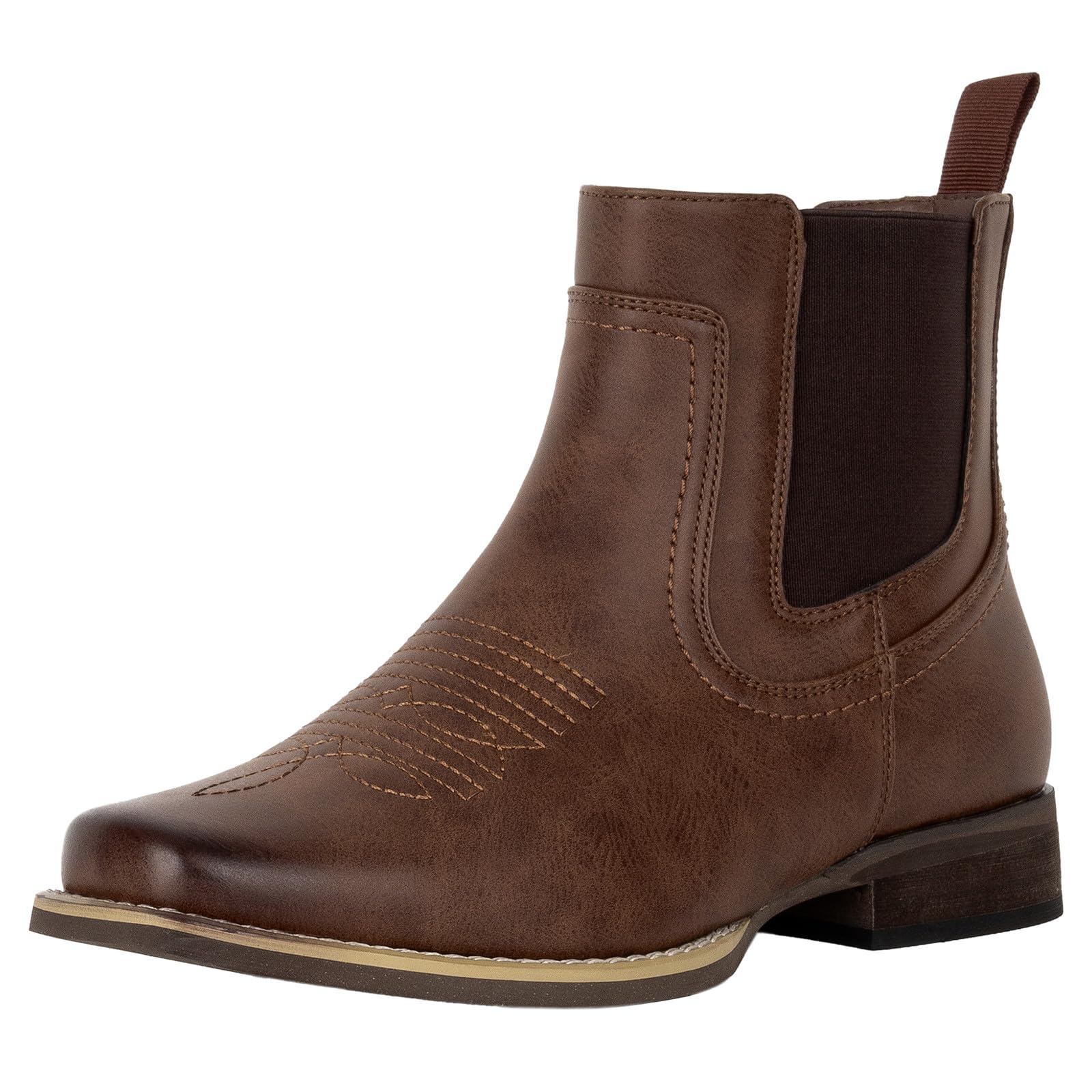 J's.o.l.eAnkle Cowboy Boots for Men Square Toe Chelsea Boots Mens Casual Retro Stylish Boots