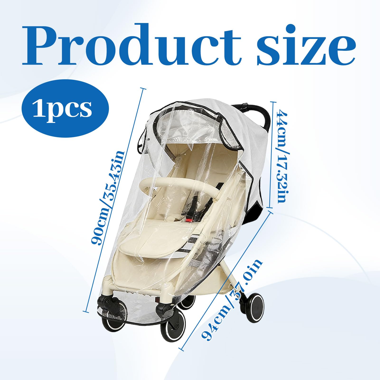 1Pcs Universal Rain Cover for Pushchair Stroller,Universal Pushchair Raincoverfor Baby Buggy Sun Wind Snow Protection,Ra in Cov er for Pram,Breathable Pram Cover,R ain Co ver for Stroller - Image 2